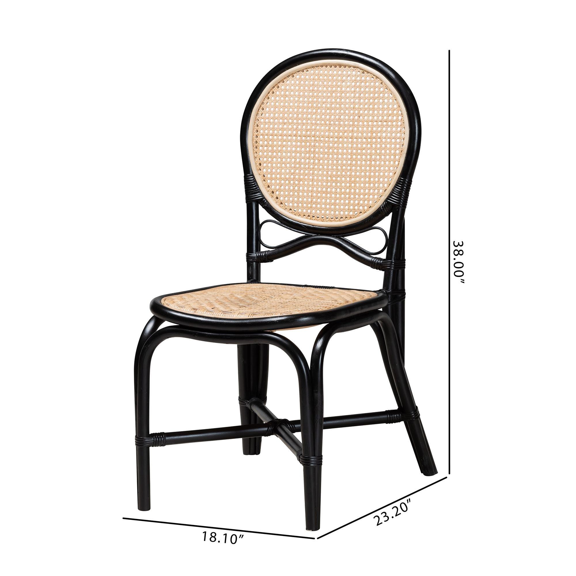 bali & pari Ayana Mid-Century Modern Two-Tone and Rattan Dining Chair