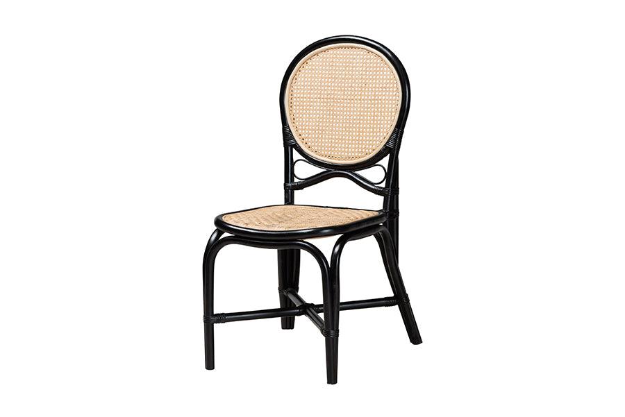 bali & pari Ayana Mid-Century Modern Two-Tone and Rattan Dining Chair