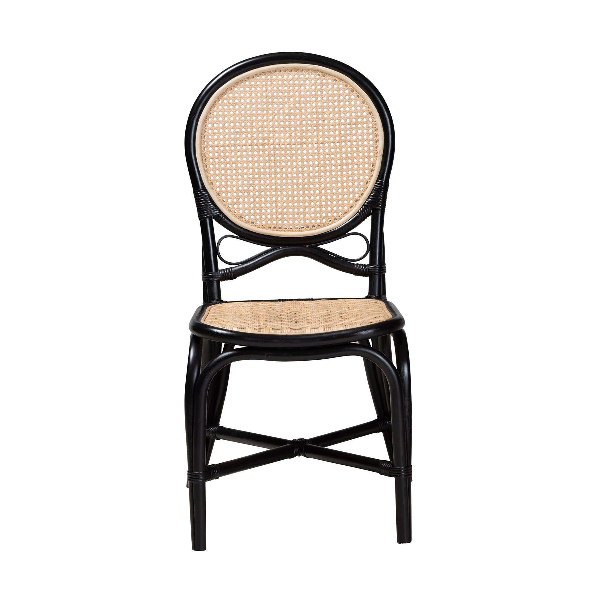 bali & pari Ayana Mid-Century Modern Two-Tone and Rattan Dining Chair