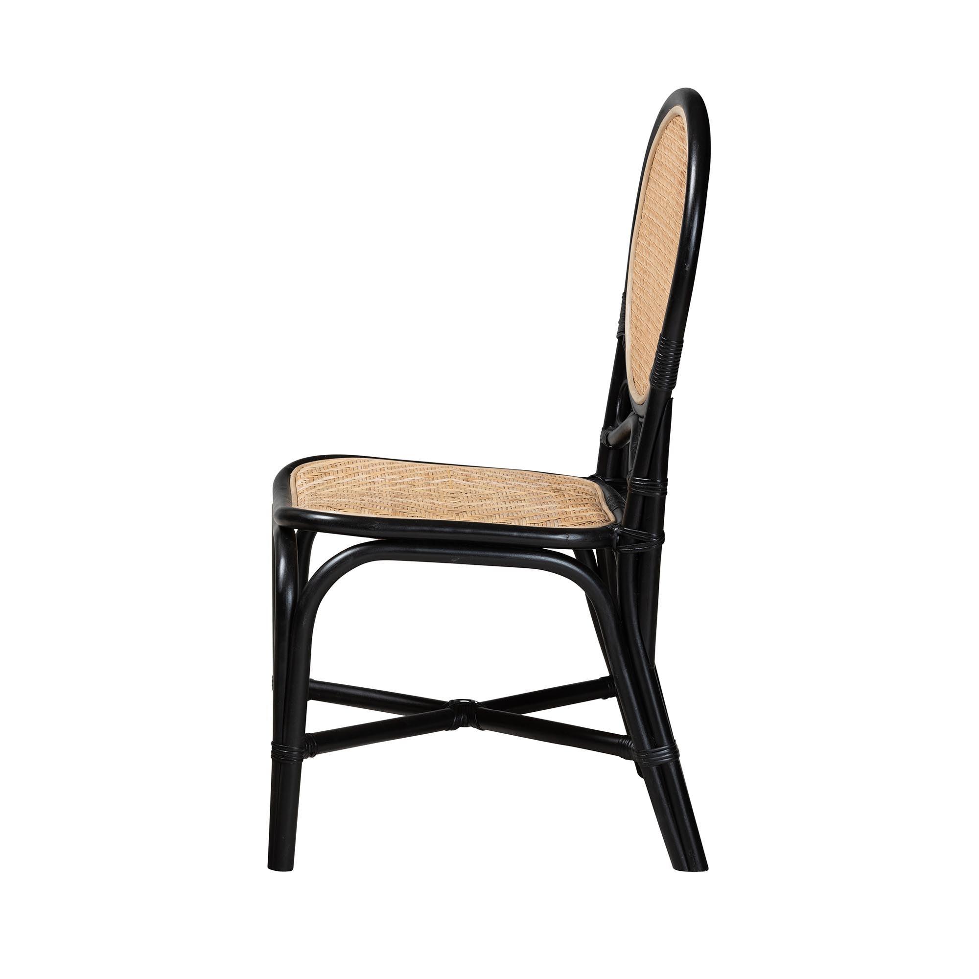 bali & pari Ayana Mid-Century Modern Two-Tone and Rattan Dining Chair