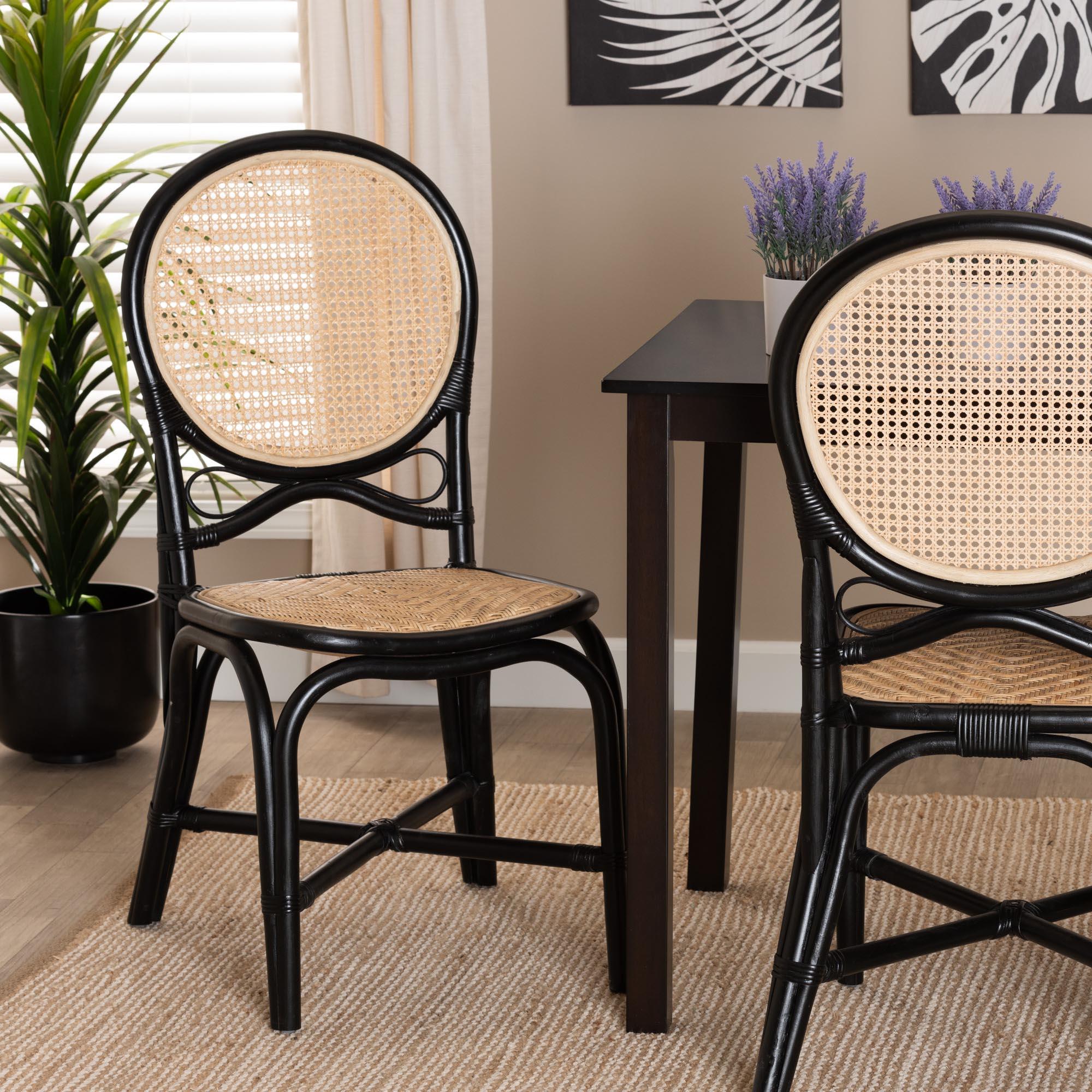 bali & pari Ayana Mid-Century Modern Two-Tone and Rattan Dining Chair