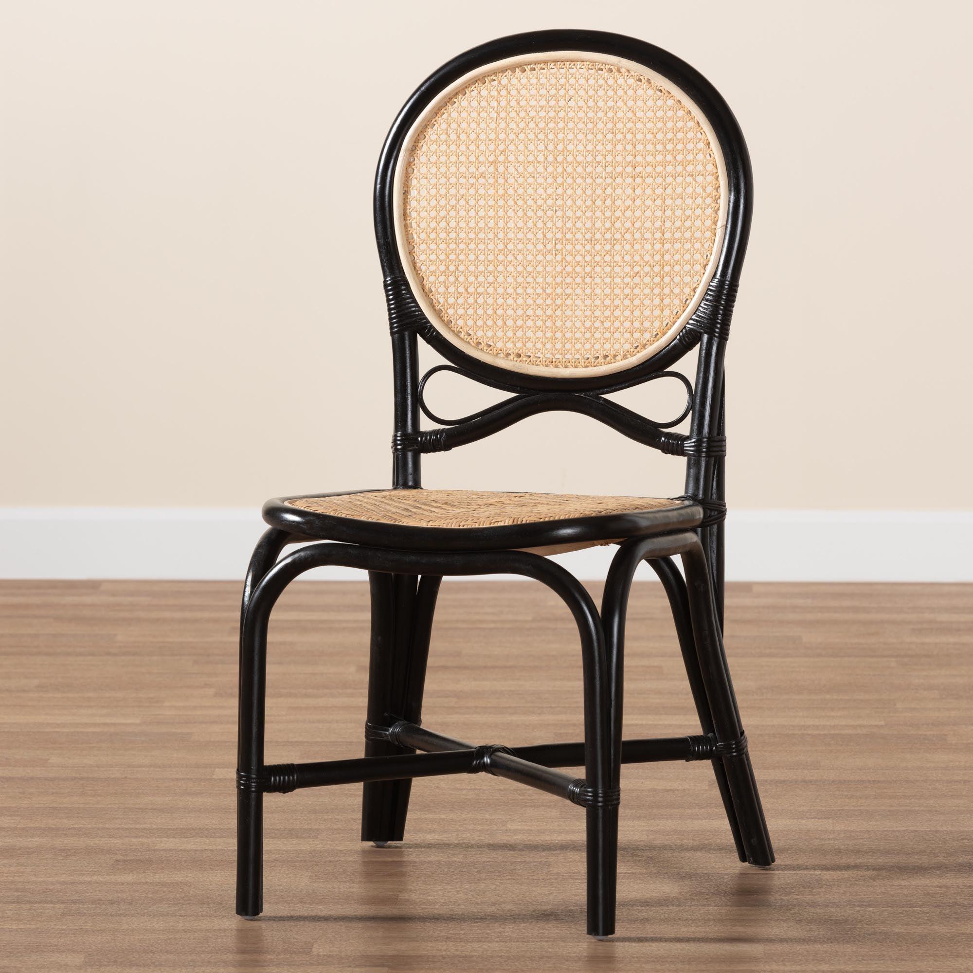 bali & pari Ayana Mid-Century Modern Two-Tone and Rattan Dining Chair