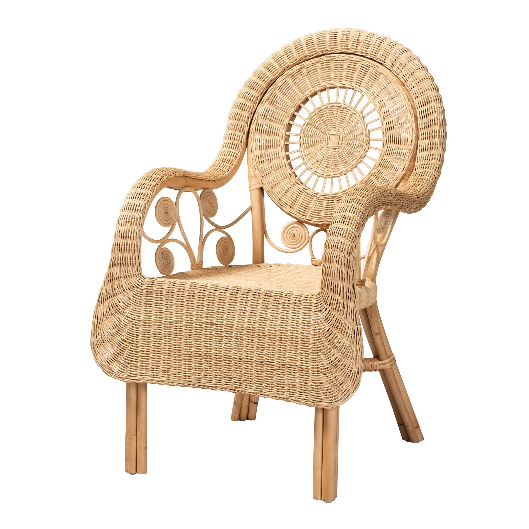 bali & pari Putri Modern Bohemian Rattan Arm Chair