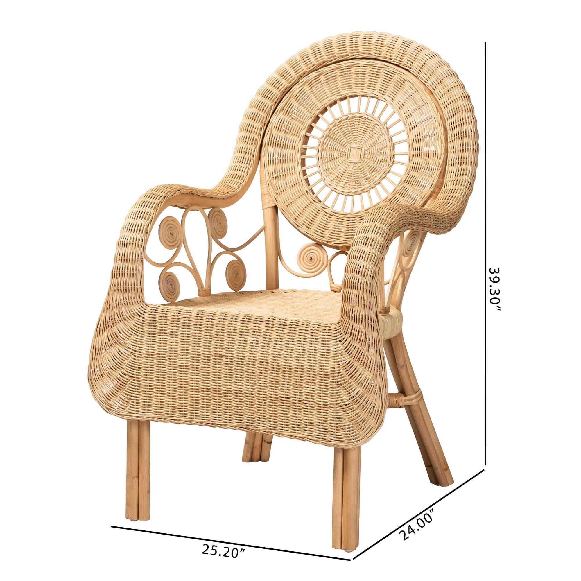 bali & pari Putri Modern Bohemian Rattan Arm Chair