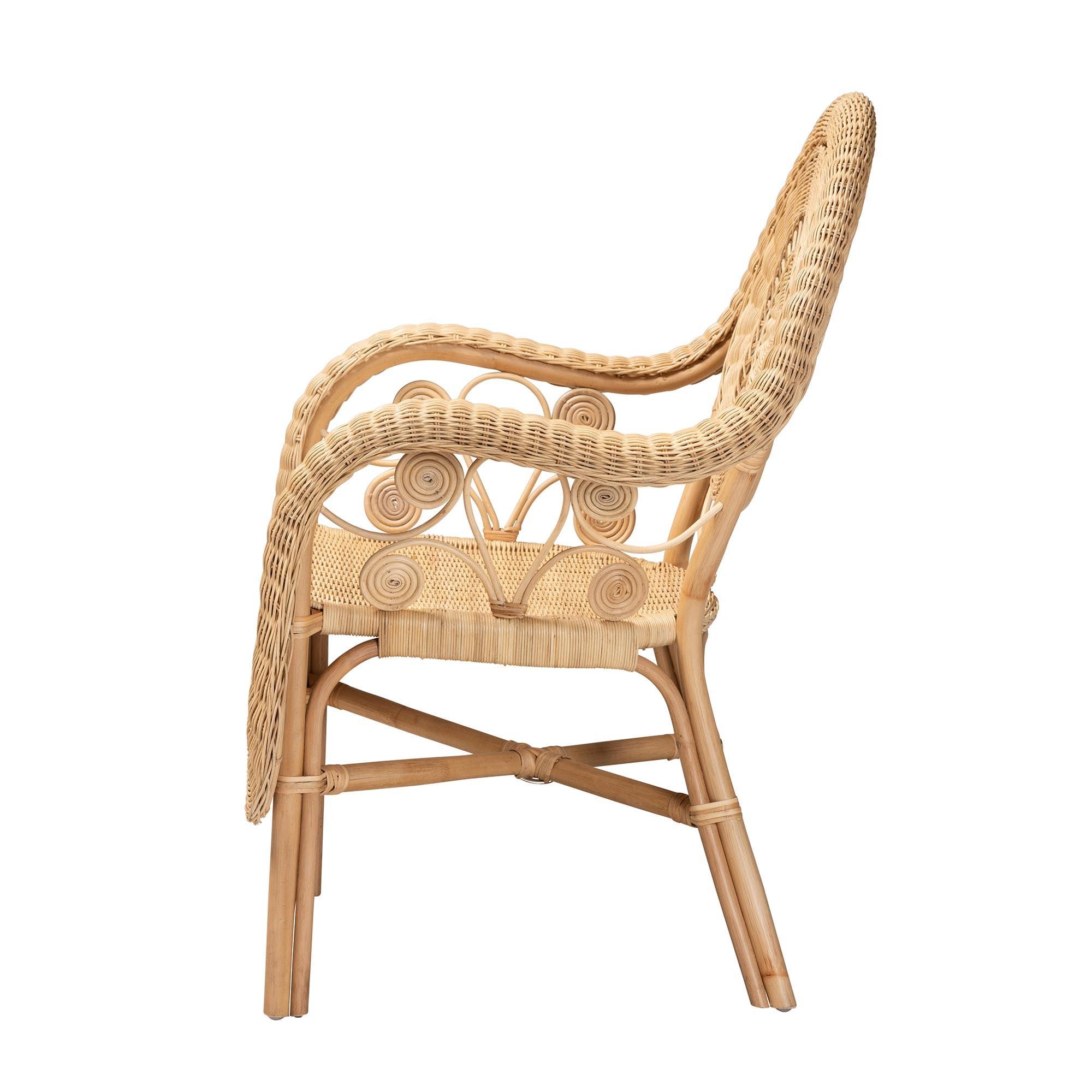 bali & pari Putri Modern Bohemian Rattan Arm Chair