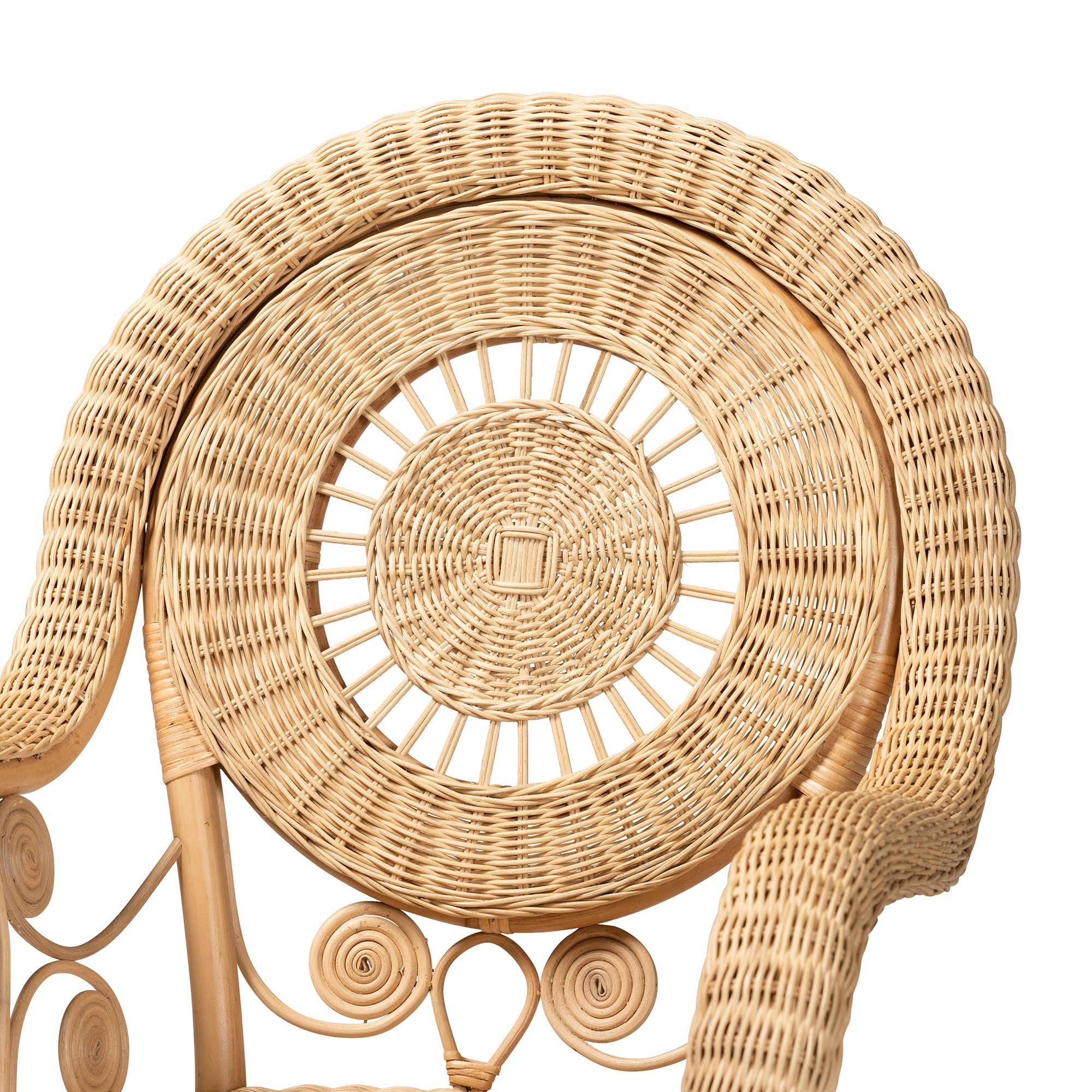 bali & pari Putri Modern Bohemian Rattan Arm Chair