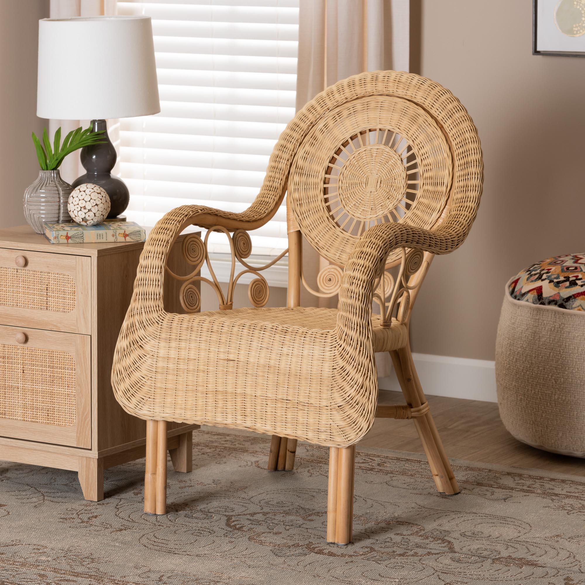 bali & pari Putri Modern Bohemian Rattan Arm Chair