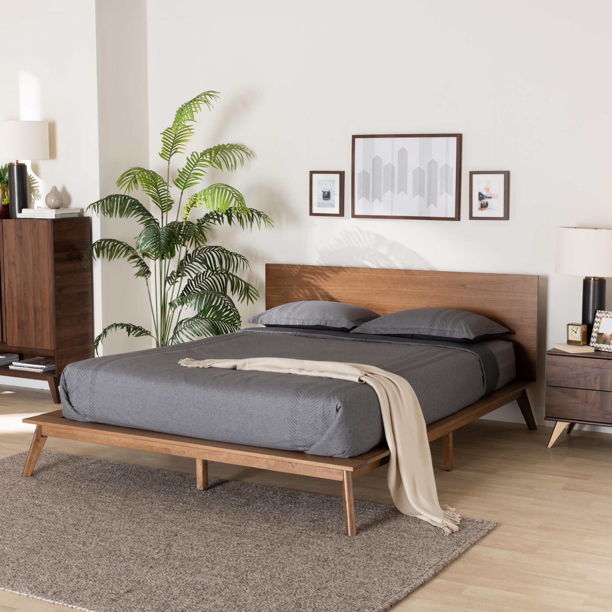 Wheatley Mid-Century Modern Finished Wood Platform Bed