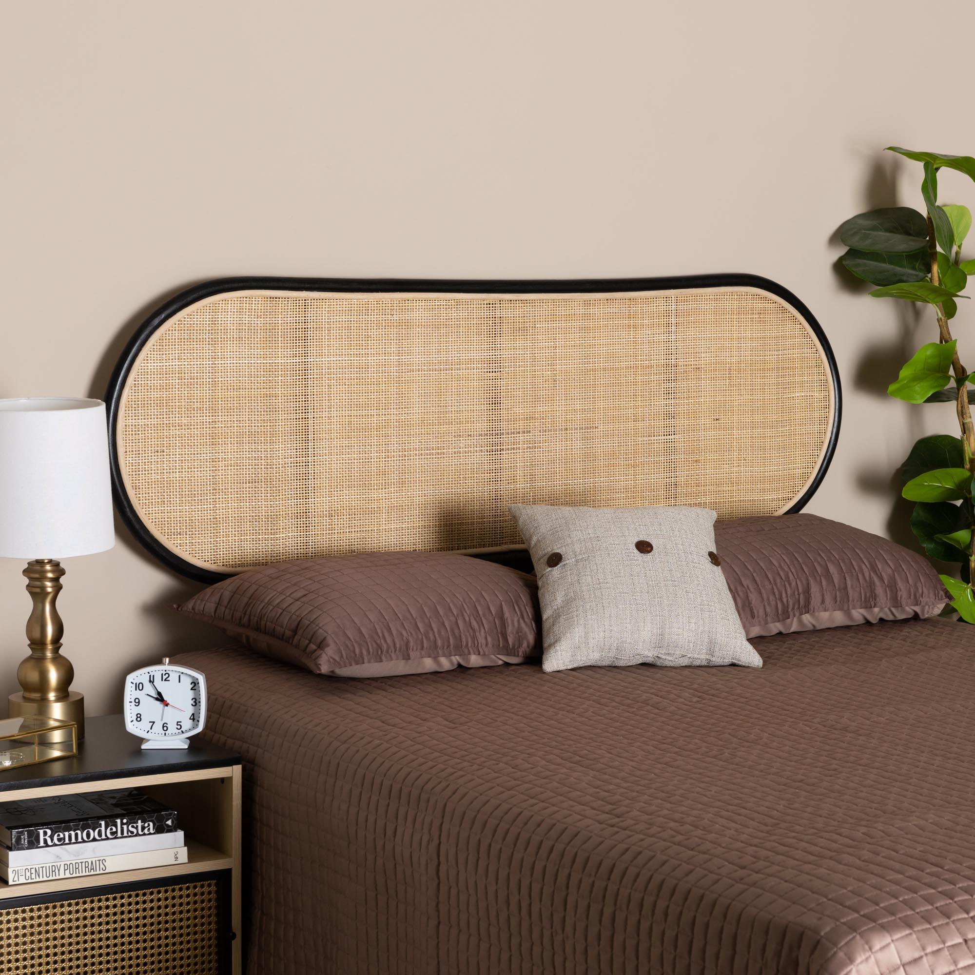 bali & pari Reegan Modern Bohemian Two-Tone and Rattan Standalone Headboard