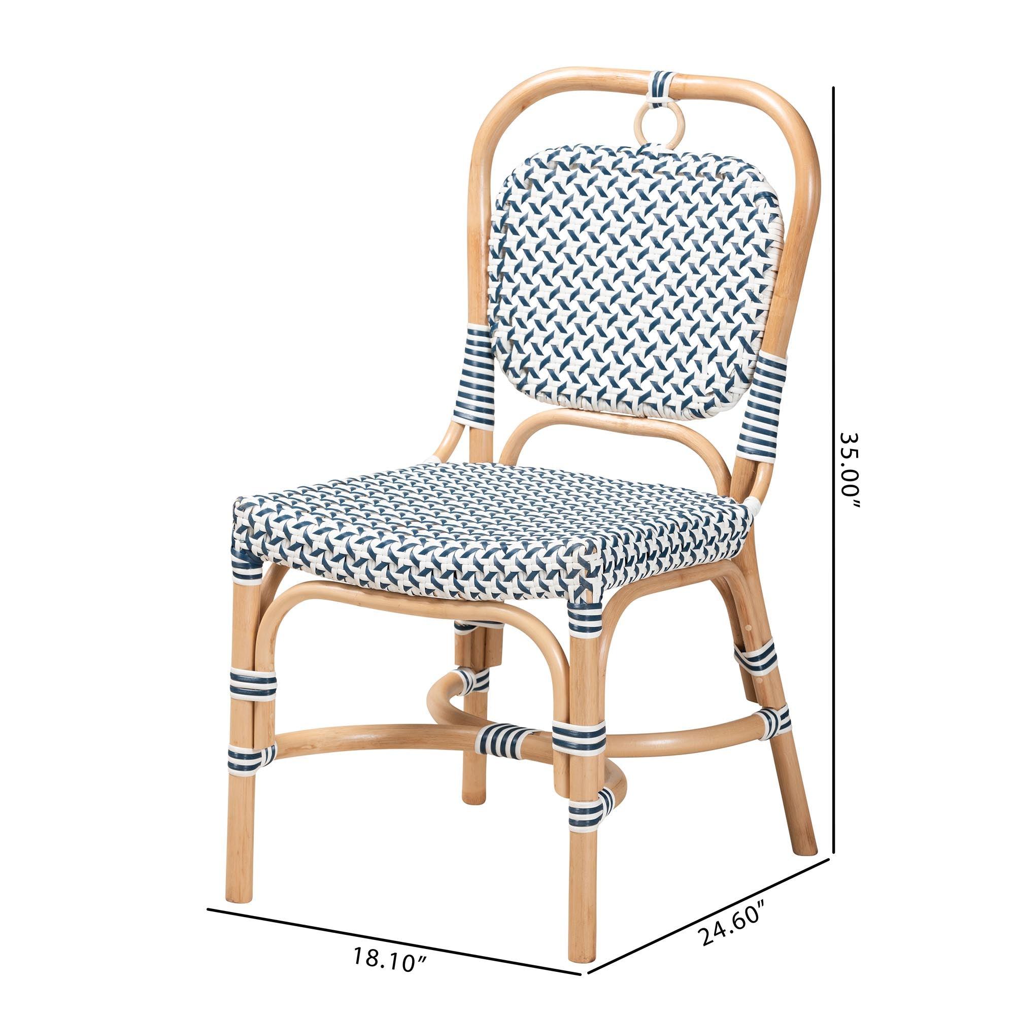 bali & pari Luciana Modern French and Weaving Rattan Bistro Chair