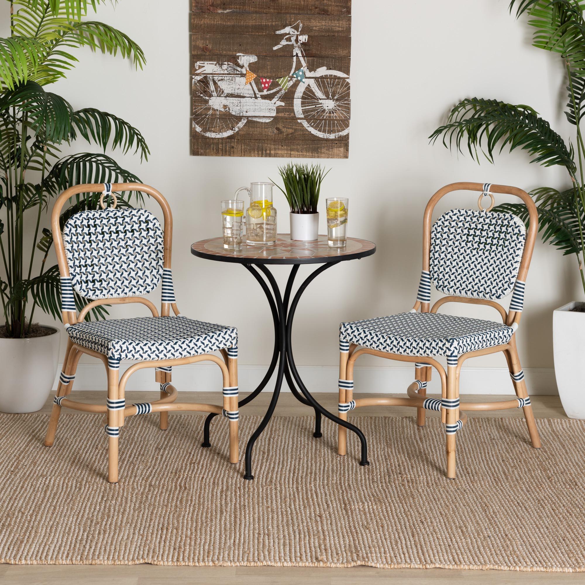 bali & pari Luciana Modern French and Weaving Rattan Bistro Chair