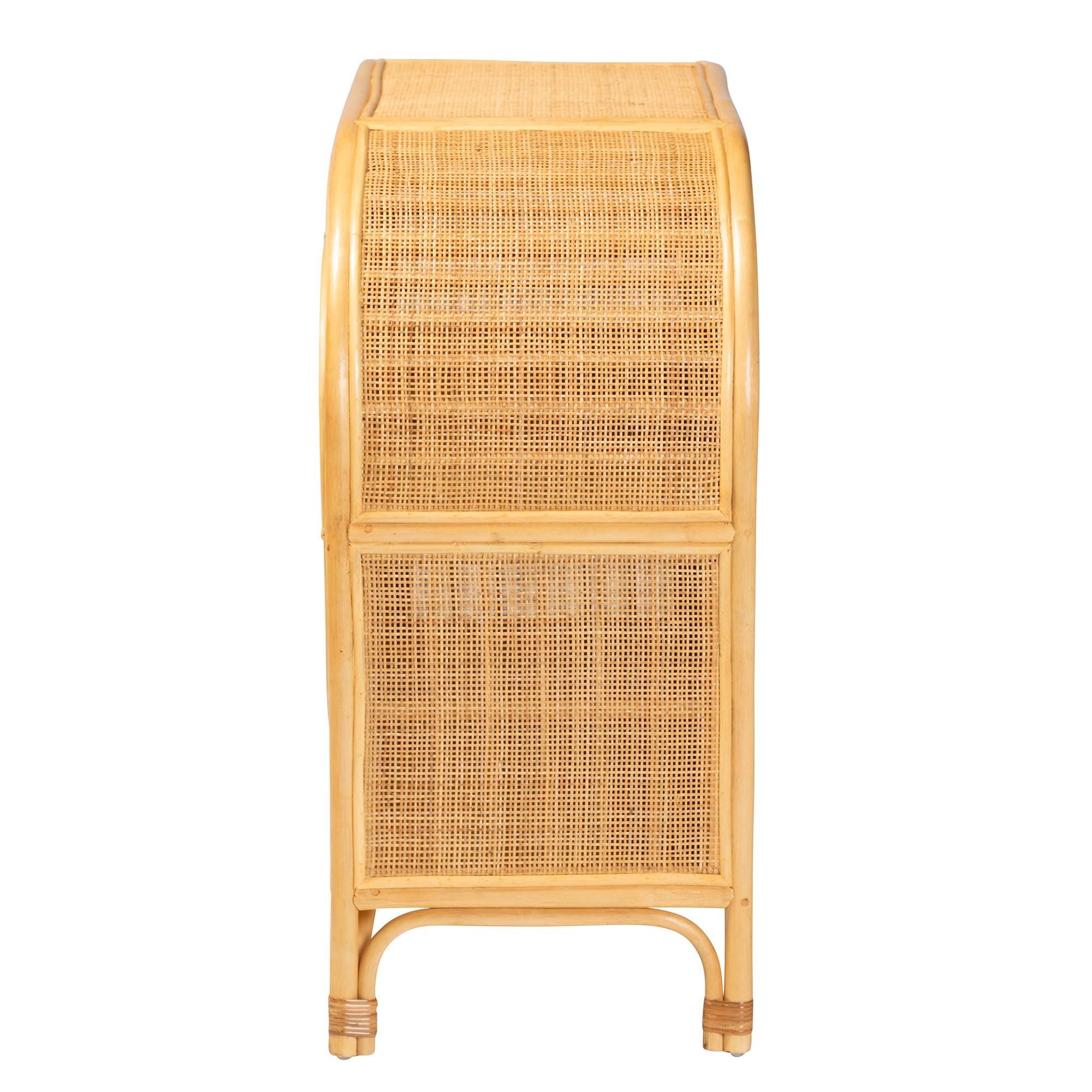 bali & pari Ovalet Modern Bohemian Rattan 2-Door Sideboard