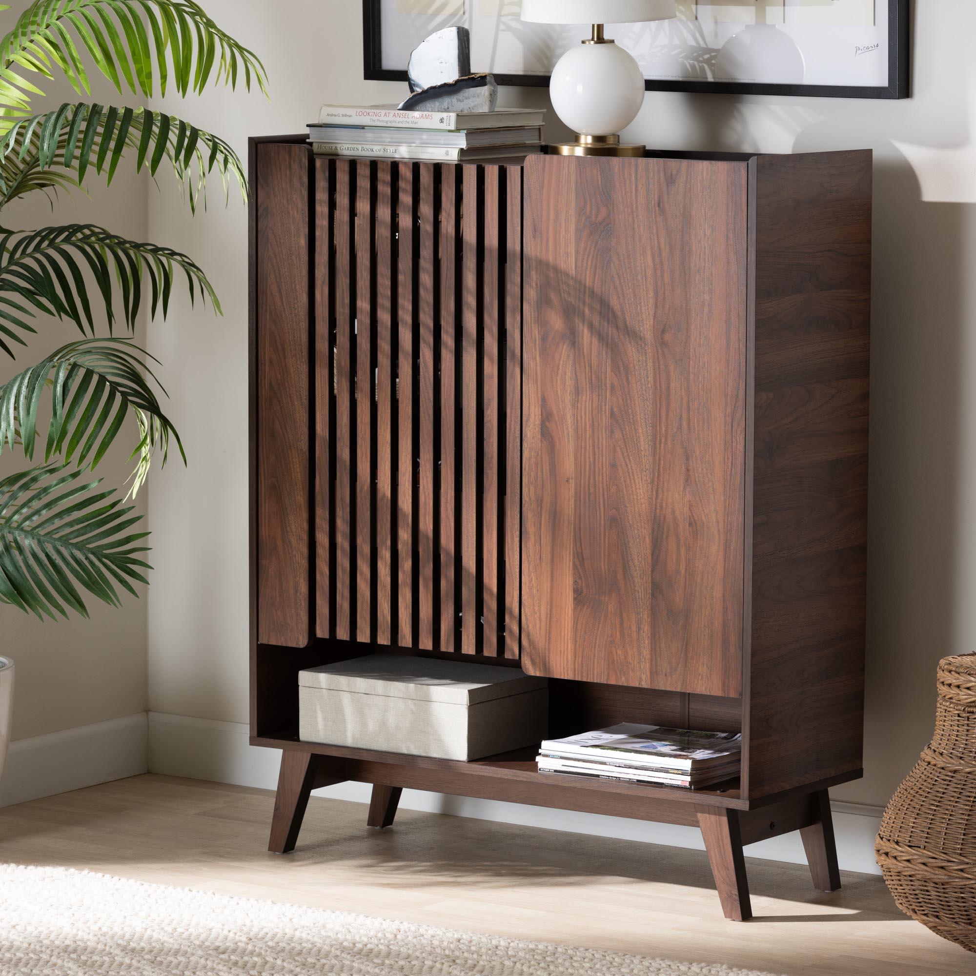 Paricia Mid-Century Modern Finished Wood Shoe Cabinet