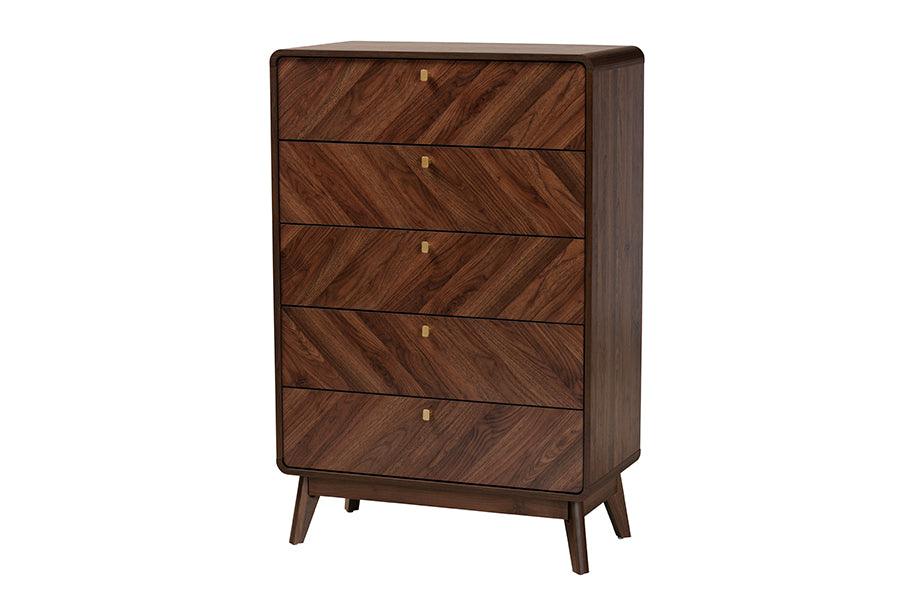 Markell Mid-Century Modern Transitional Finished Wood 5-Drawer Storage Chest