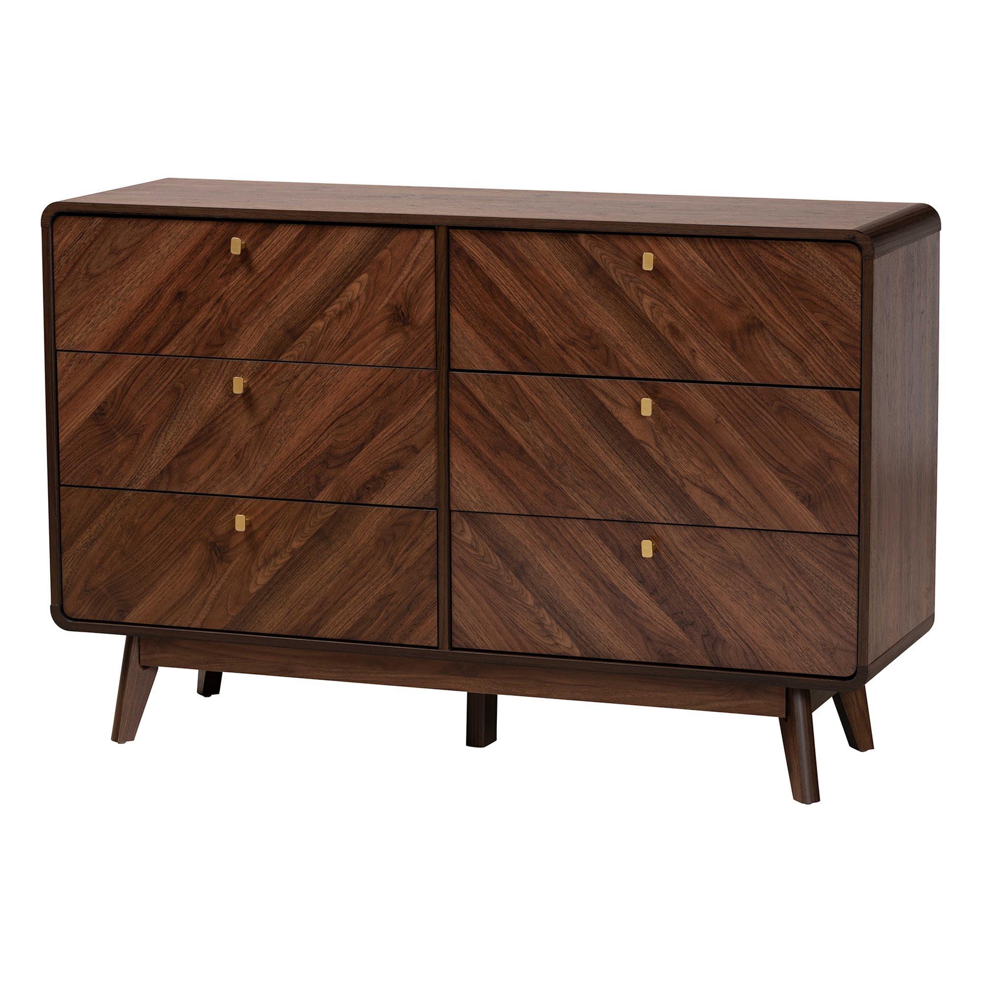 Markell Mid-Century Modern Transitional Finished Wood 6-Drawer Dresser