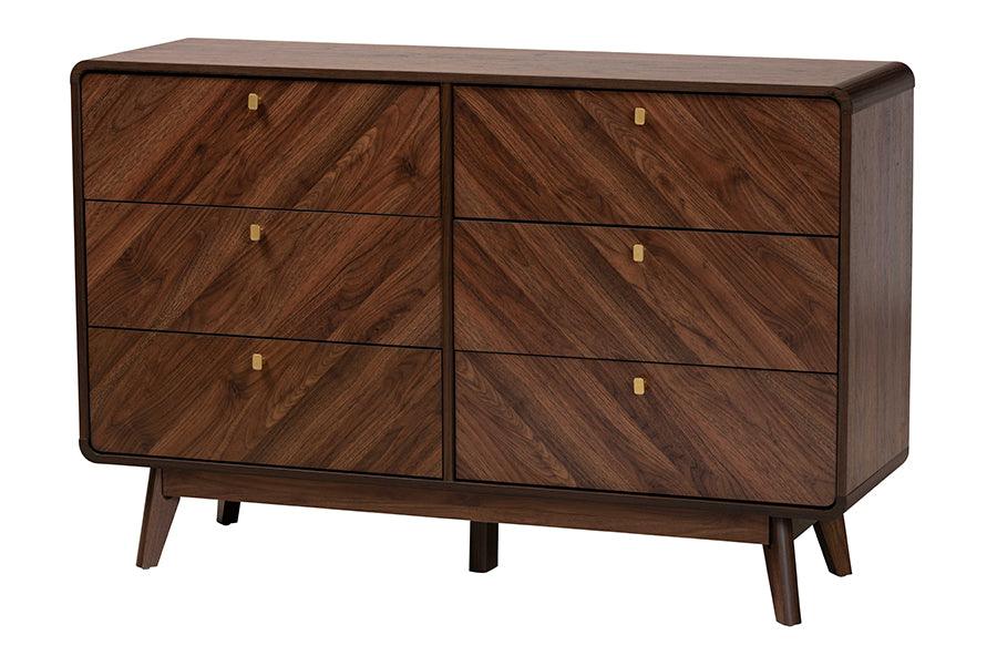 Markell Mid-Century Modern Transitional Finished Wood 6-Drawer Dresser