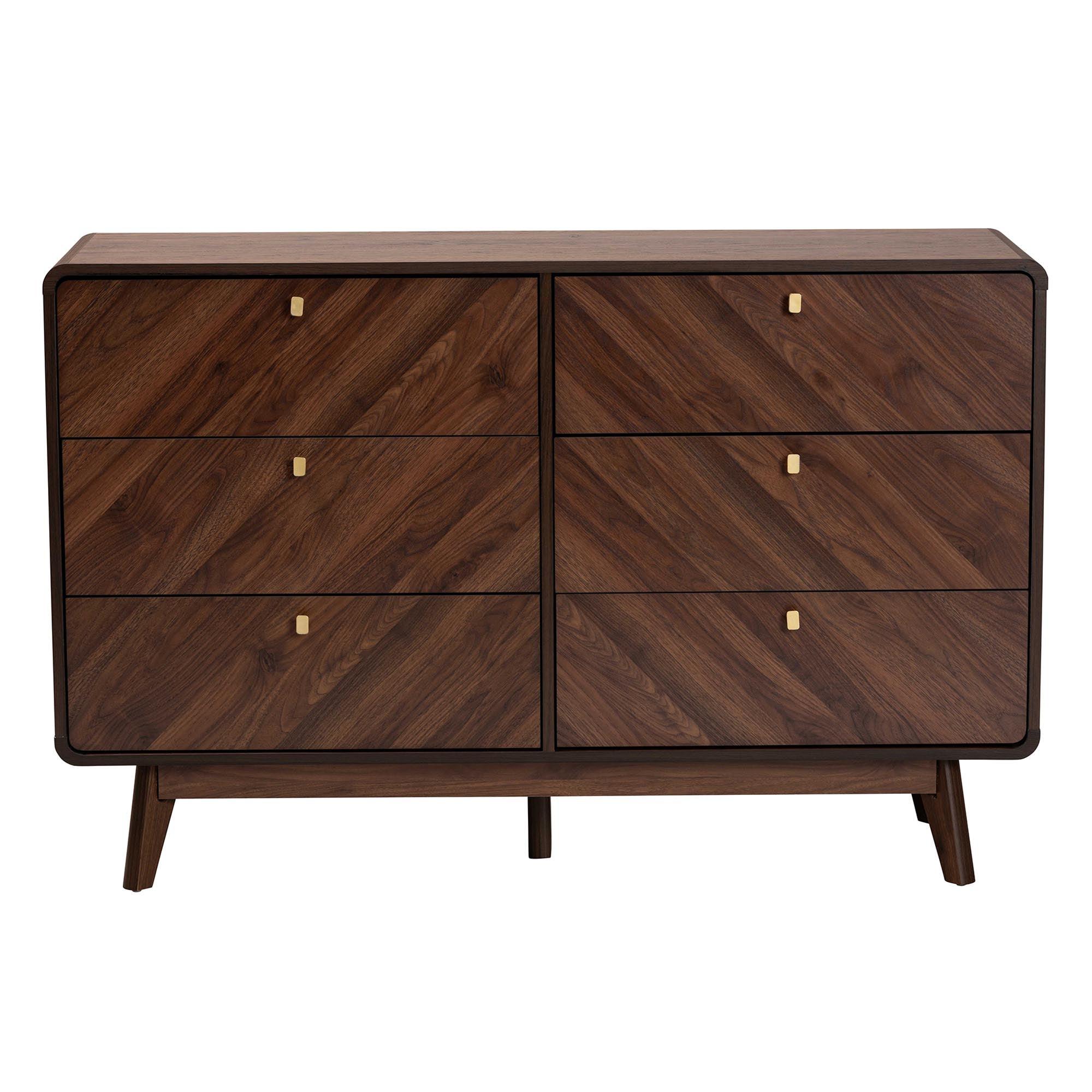 Markell Mid-Century Modern Transitional Finished Wood 6-Drawer Dresser