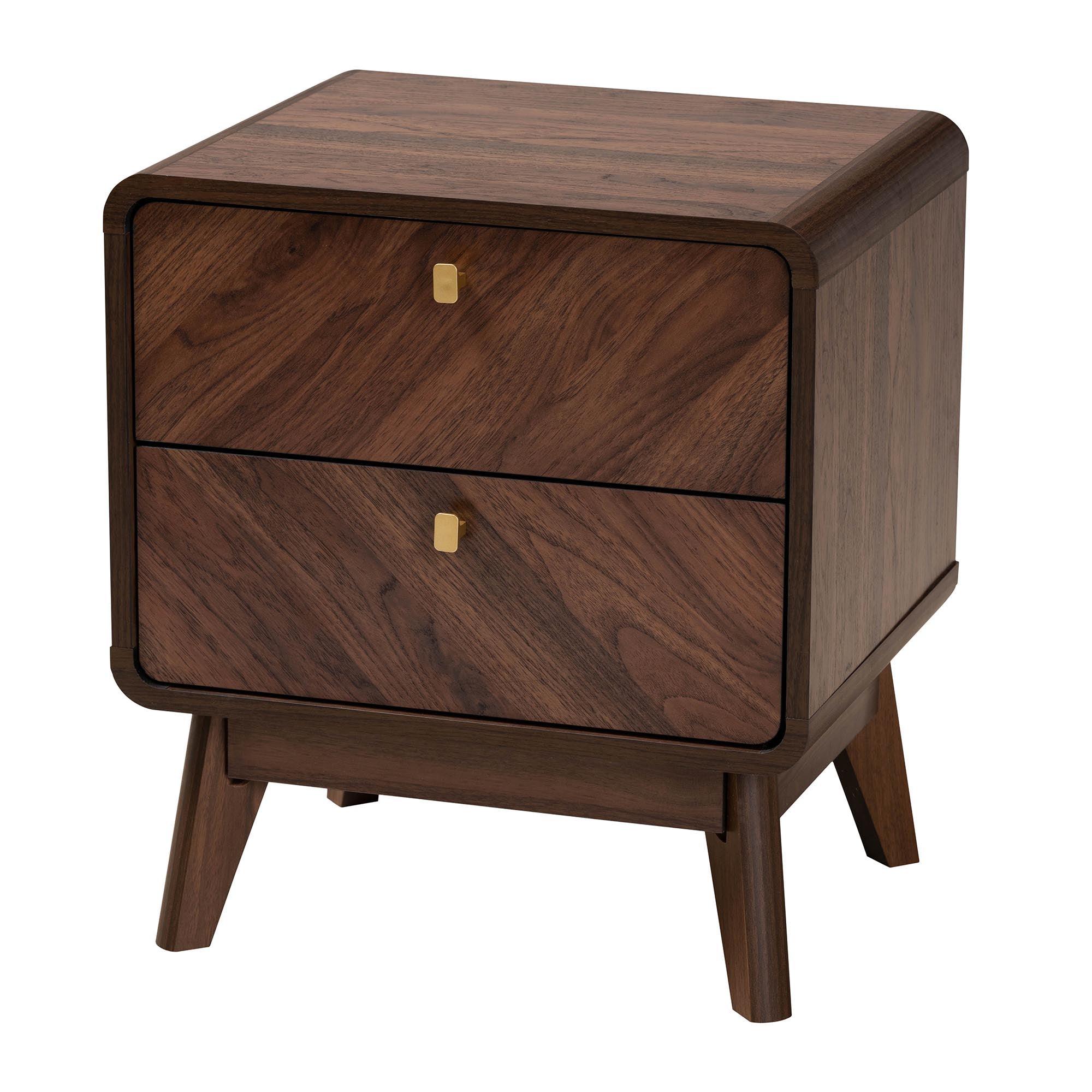 Markell Mid-Century Transitional Finished Wood 2-Drawer Nightstand