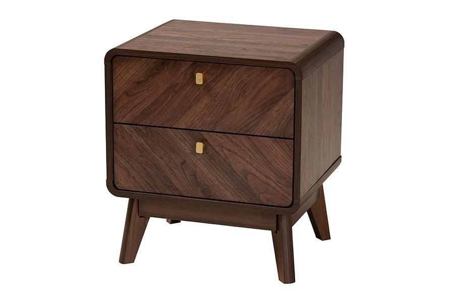 Markell Mid-Century Transitional Finished Wood 2-Drawer Nightstand