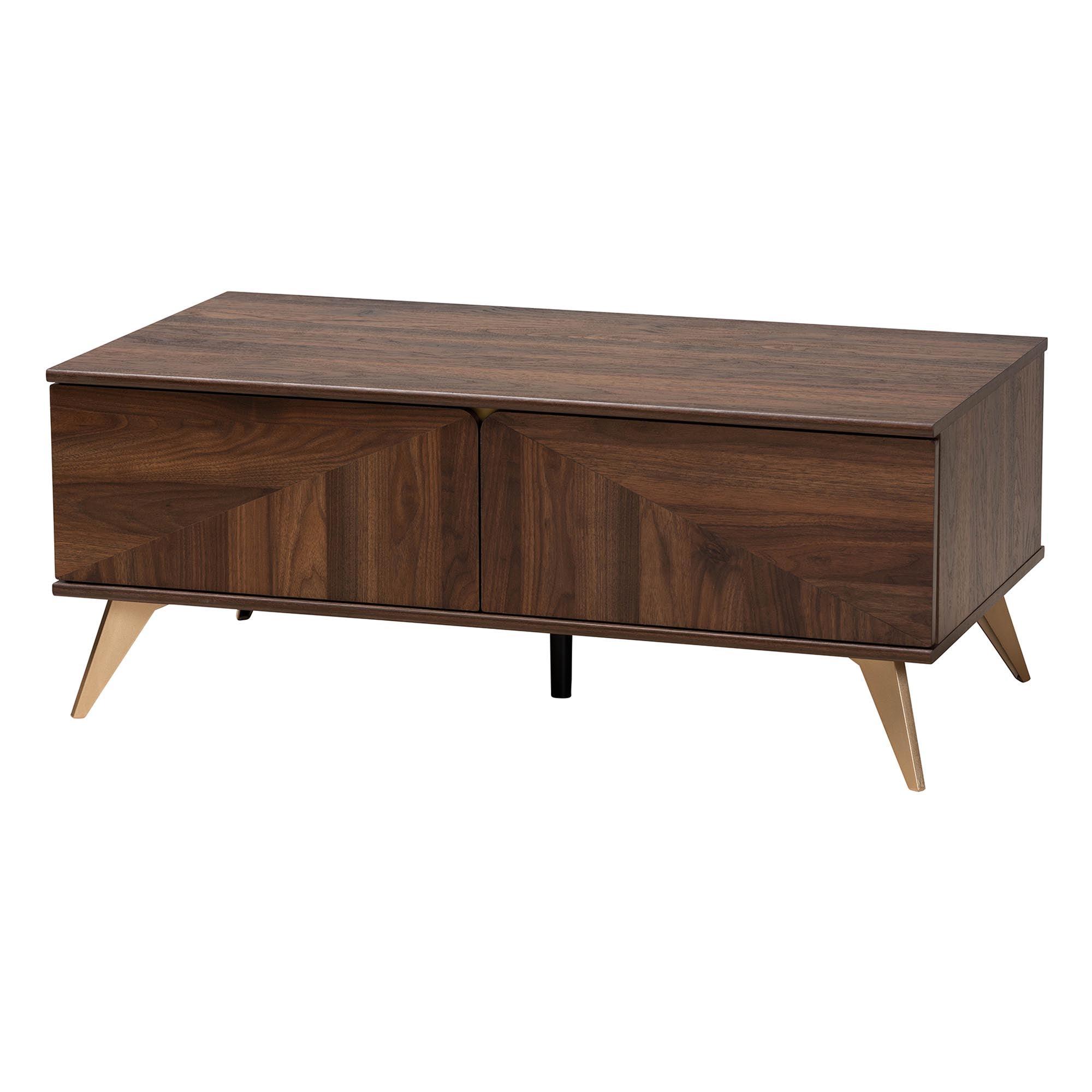 Graceland Mid-Century Modern Transitional Finished Wood 2-Drawer Coffee Table