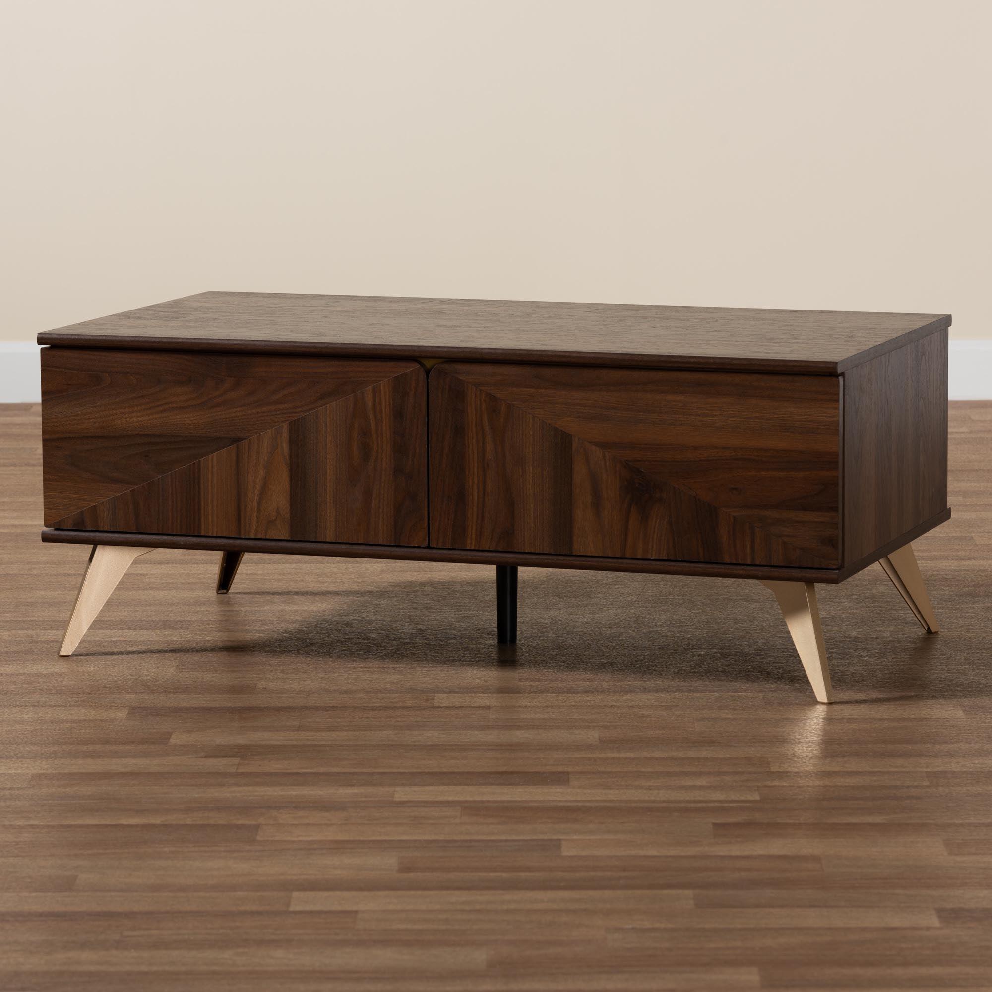 Graceland Mid-Century Modern Transitional Finished Wood 2-Drawer Coffee Table