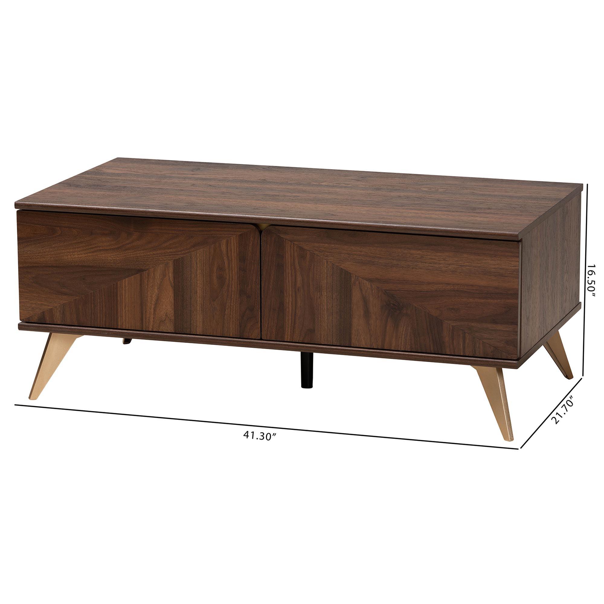 Graceland Mid-Century Modern Transitional Finished Wood 2-Drawer Coffee Table