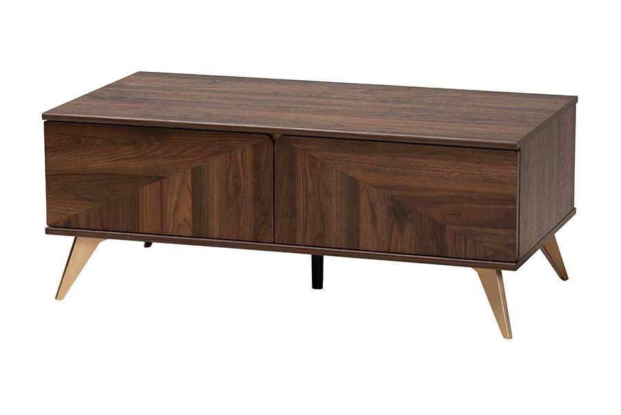 Graceland Mid-Century Modern Transitional Finished Wood 2-Drawer Coffee Table