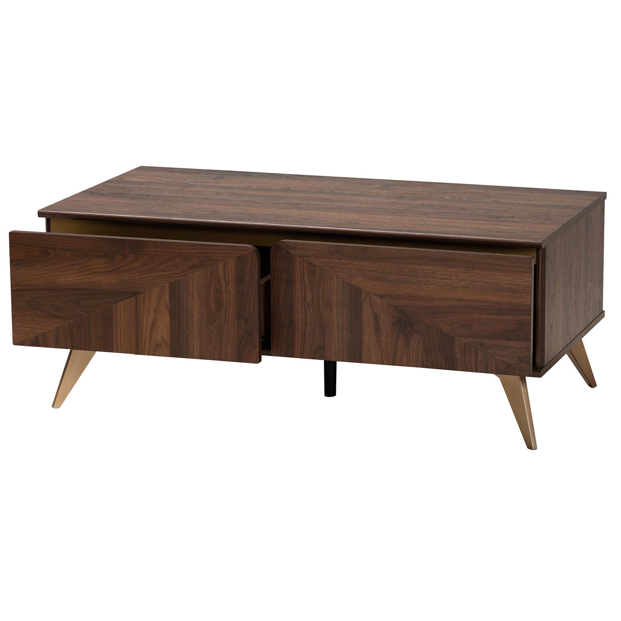 Graceland Mid-Century Modern Transitional Finished Wood 2-Drawer Coffee Table