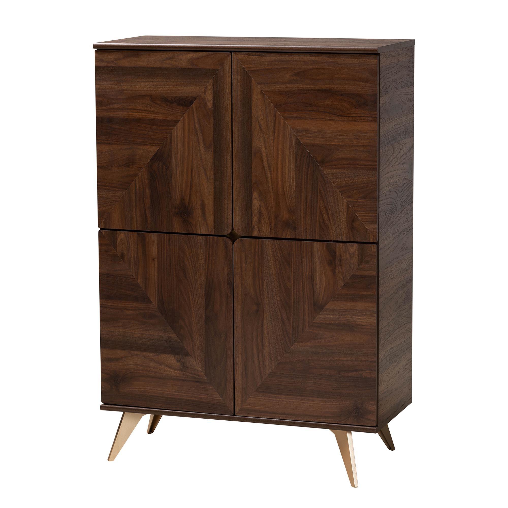 Graceland Mid-Century Modern Transitional Finished Wood Shoe Cabinet