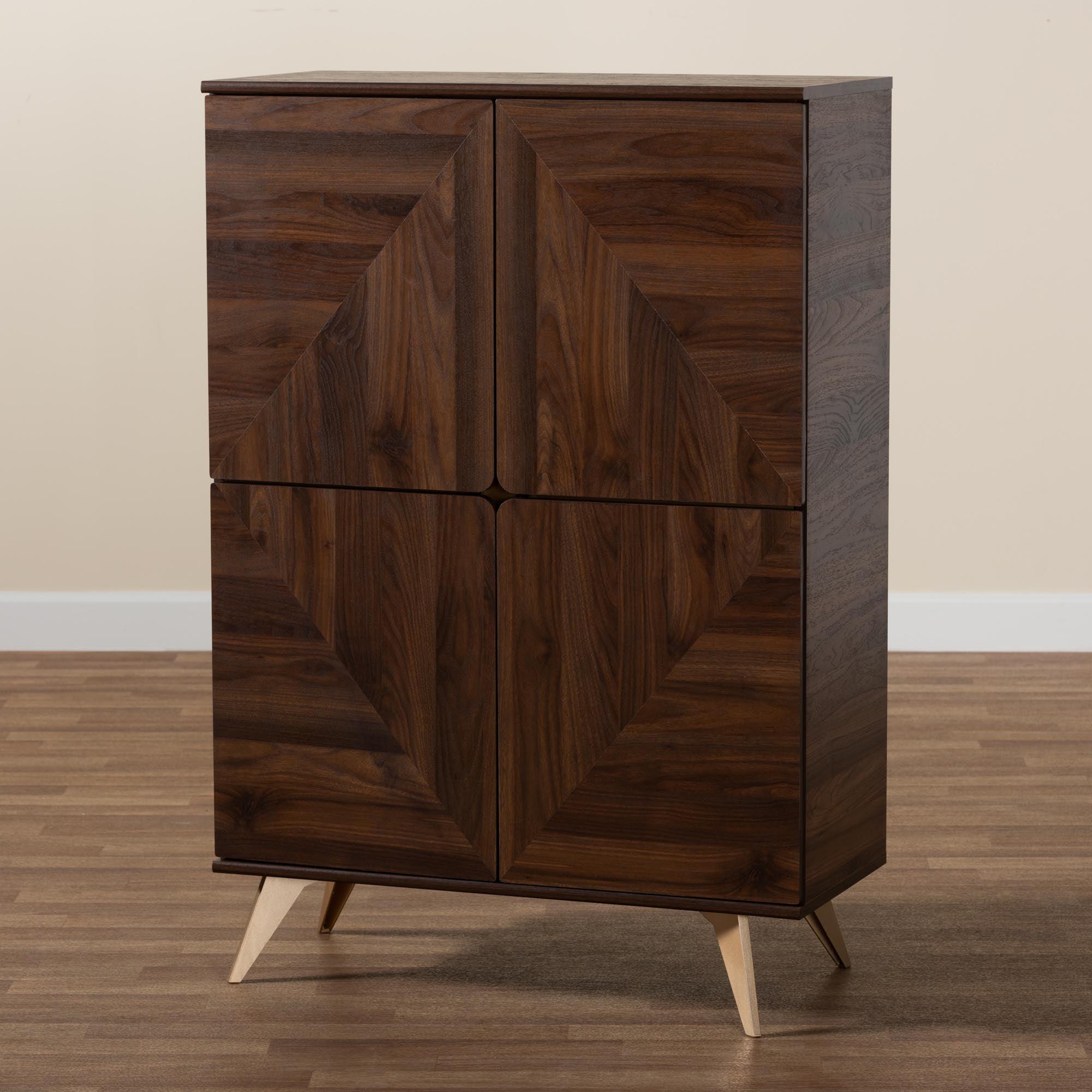 Graceland Mid-Century Modern Transitional Finished Wood Shoe Cabinet