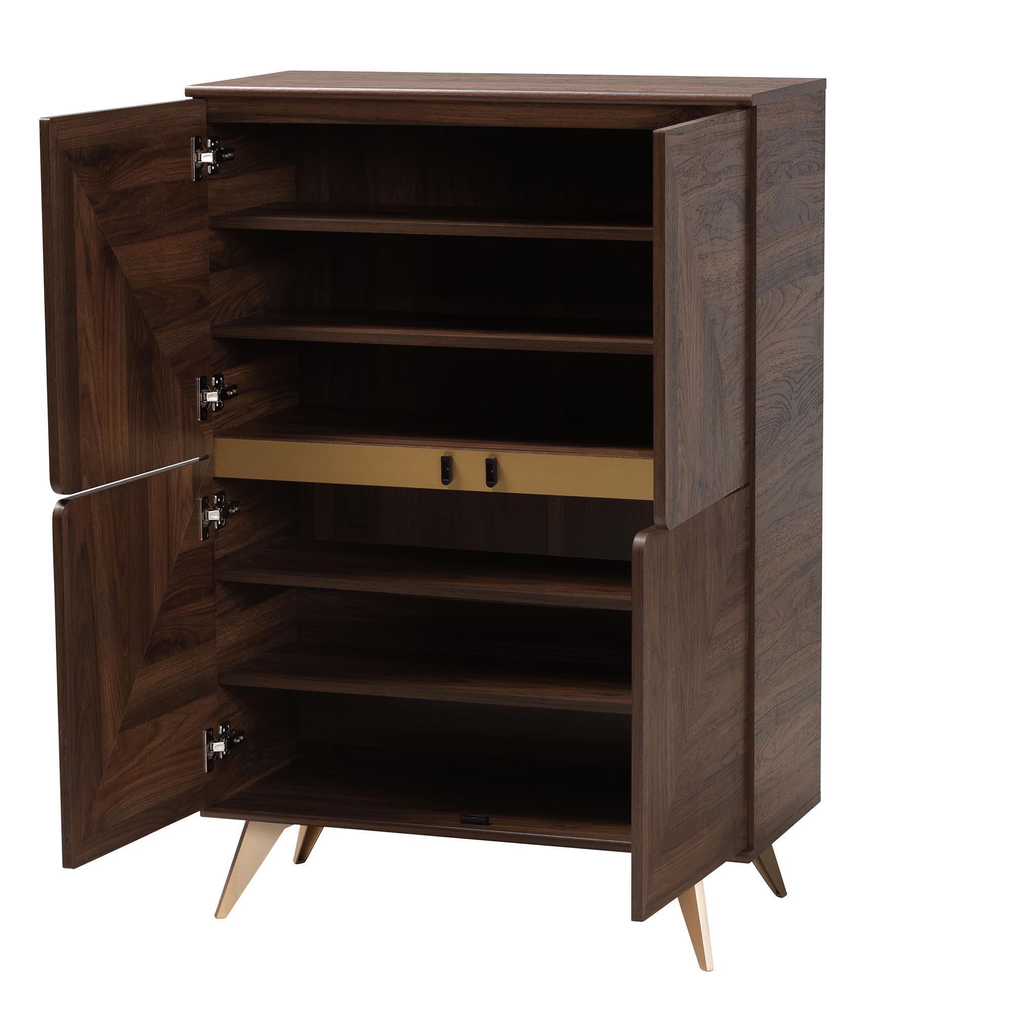 Graceland Mid-Century Modern Transitional Finished Wood Shoe Cabinet