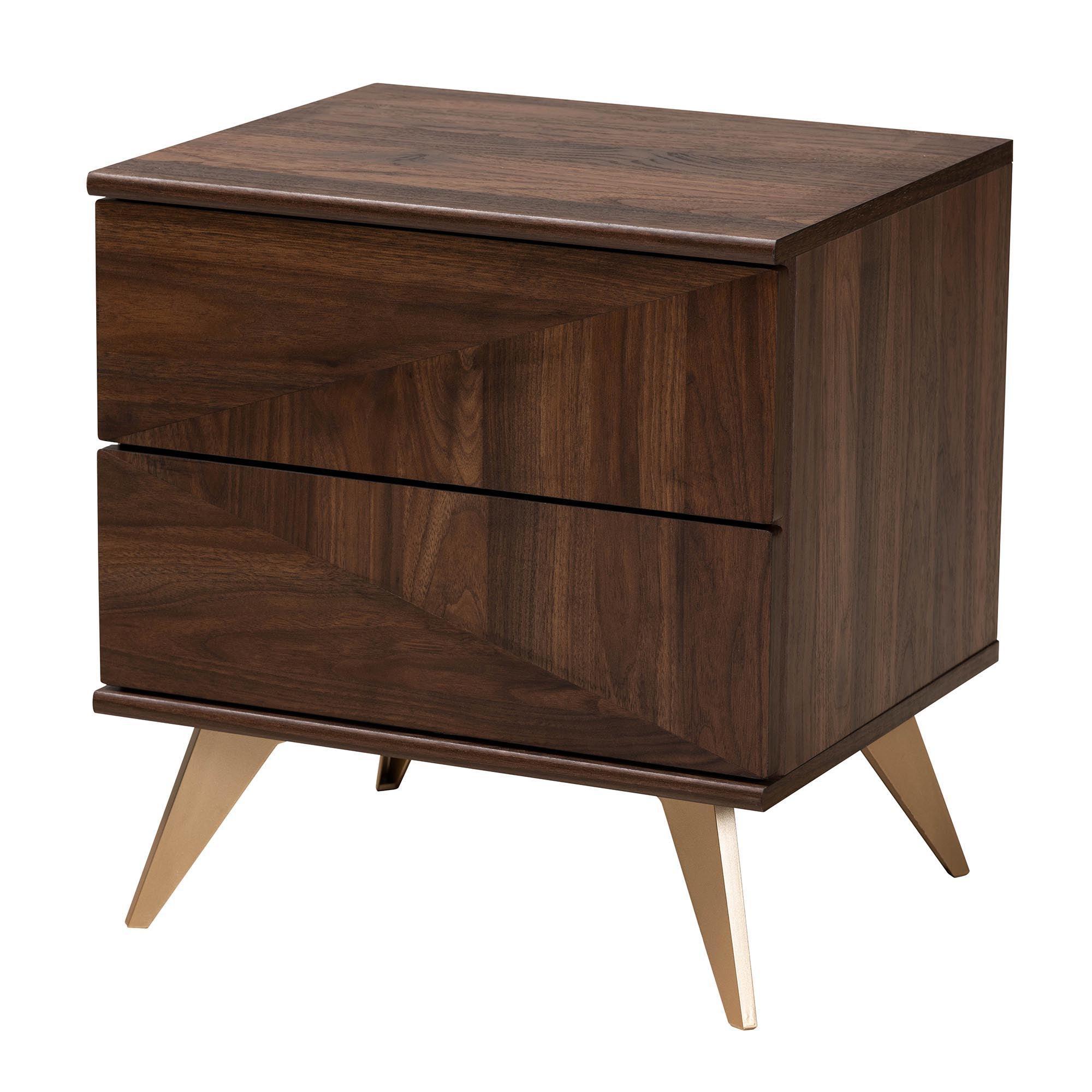 Graceland Mid-Century Modern Transitional Finished Wood 2-Drawer Nightstand