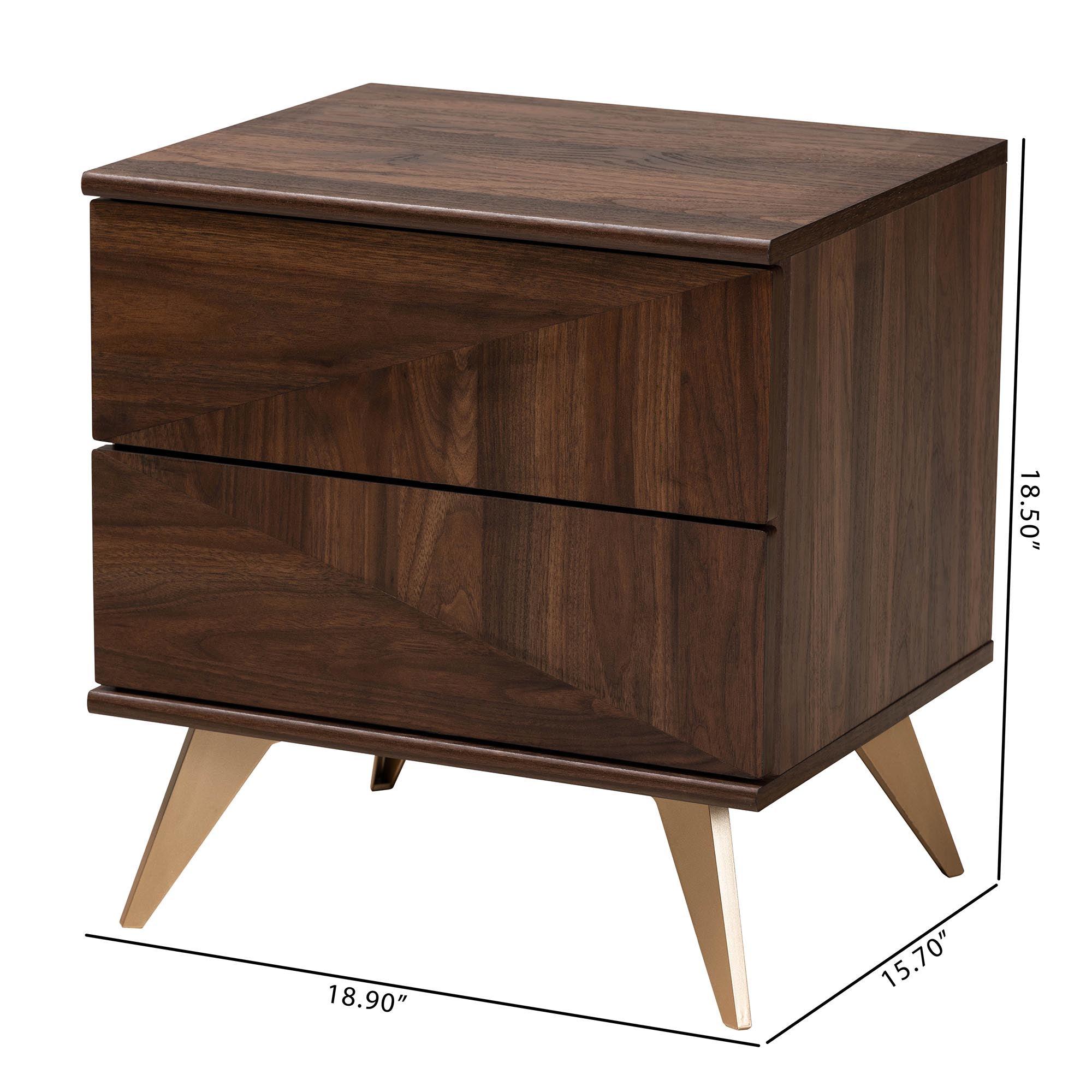 Graceland Mid-Century Modern Transitional Finished Wood 2-Drawer Nightstand