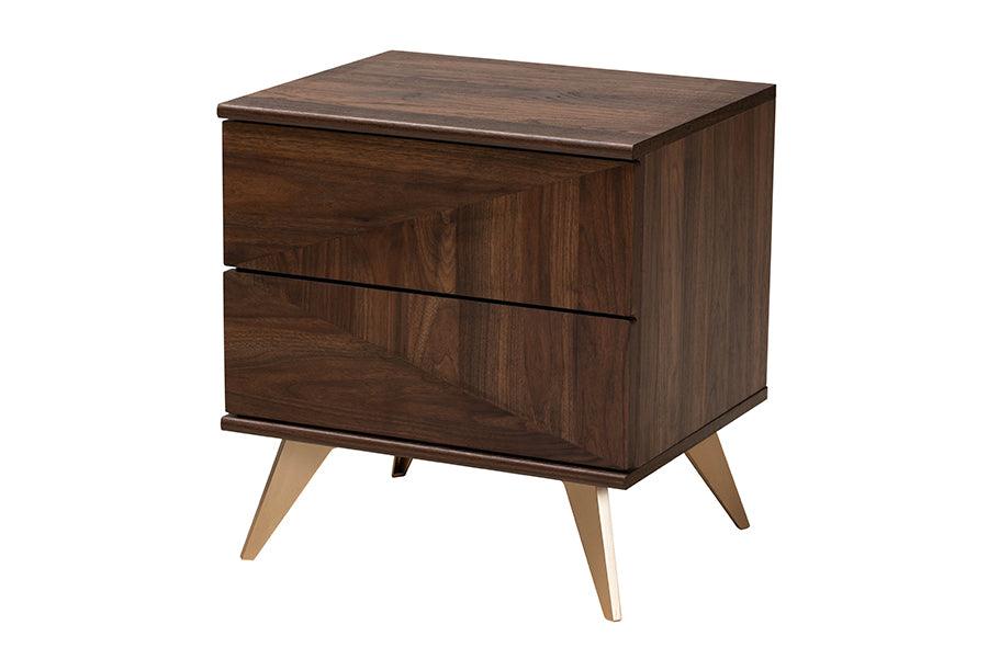 Graceland Mid-Century Modern Transitional Finished Wood 2-Drawer Nightstand