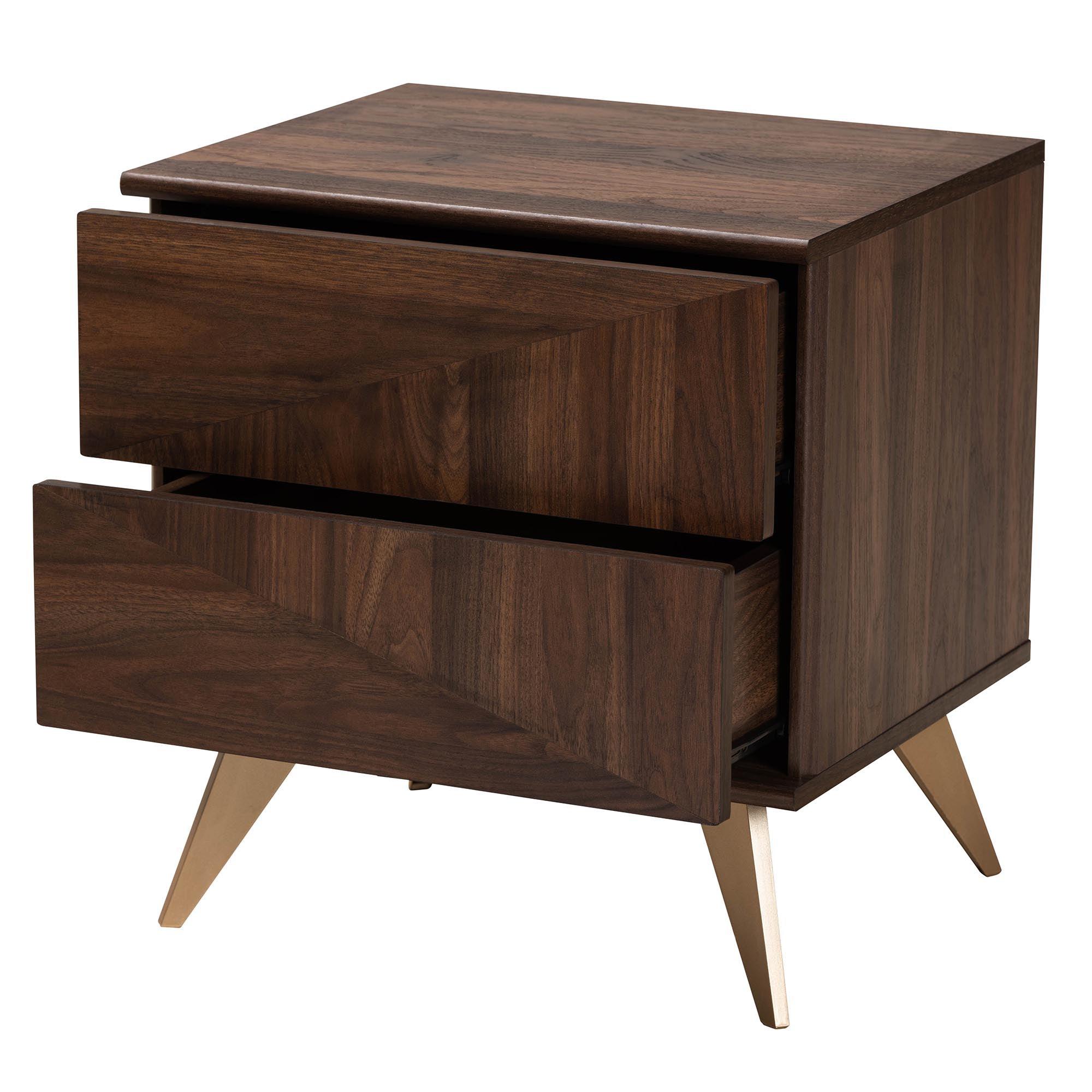 Graceland Mid-Century Modern Transitional Finished Wood 2-Drawer Nightstand