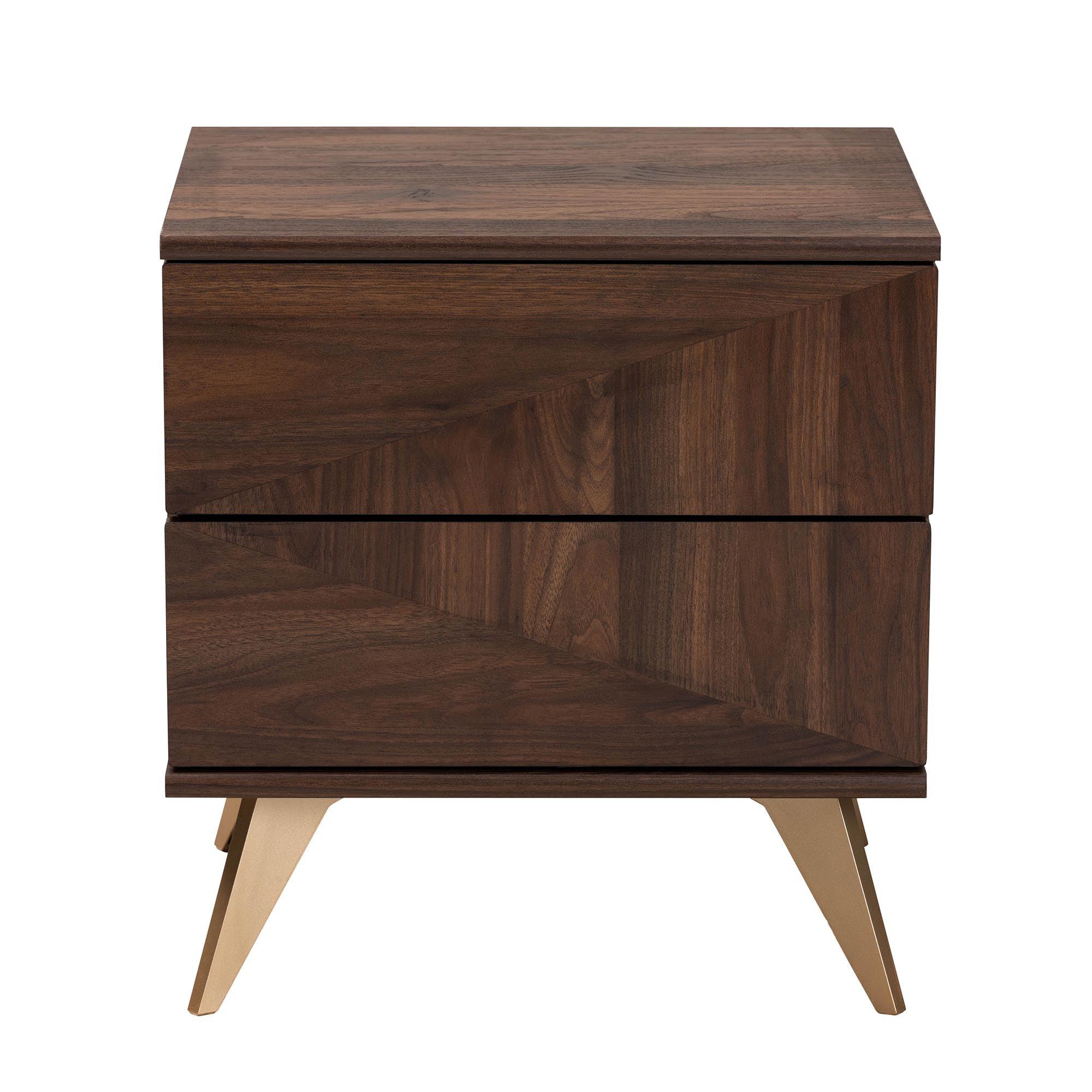 Graceland Mid-Century Modern Transitional Finished Wood 2-Drawer Nightstand