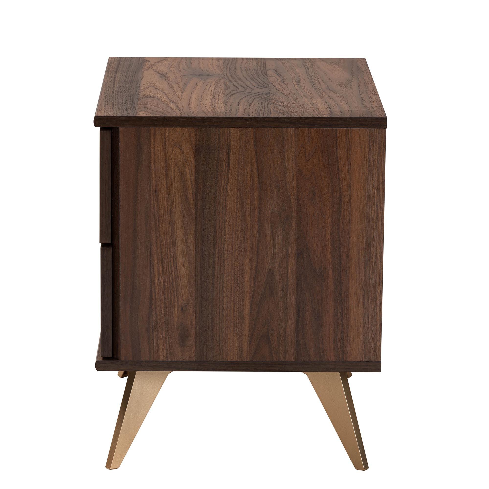 Graceland Mid-Century Modern Transitional Finished Wood 2-Drawer Nightstand