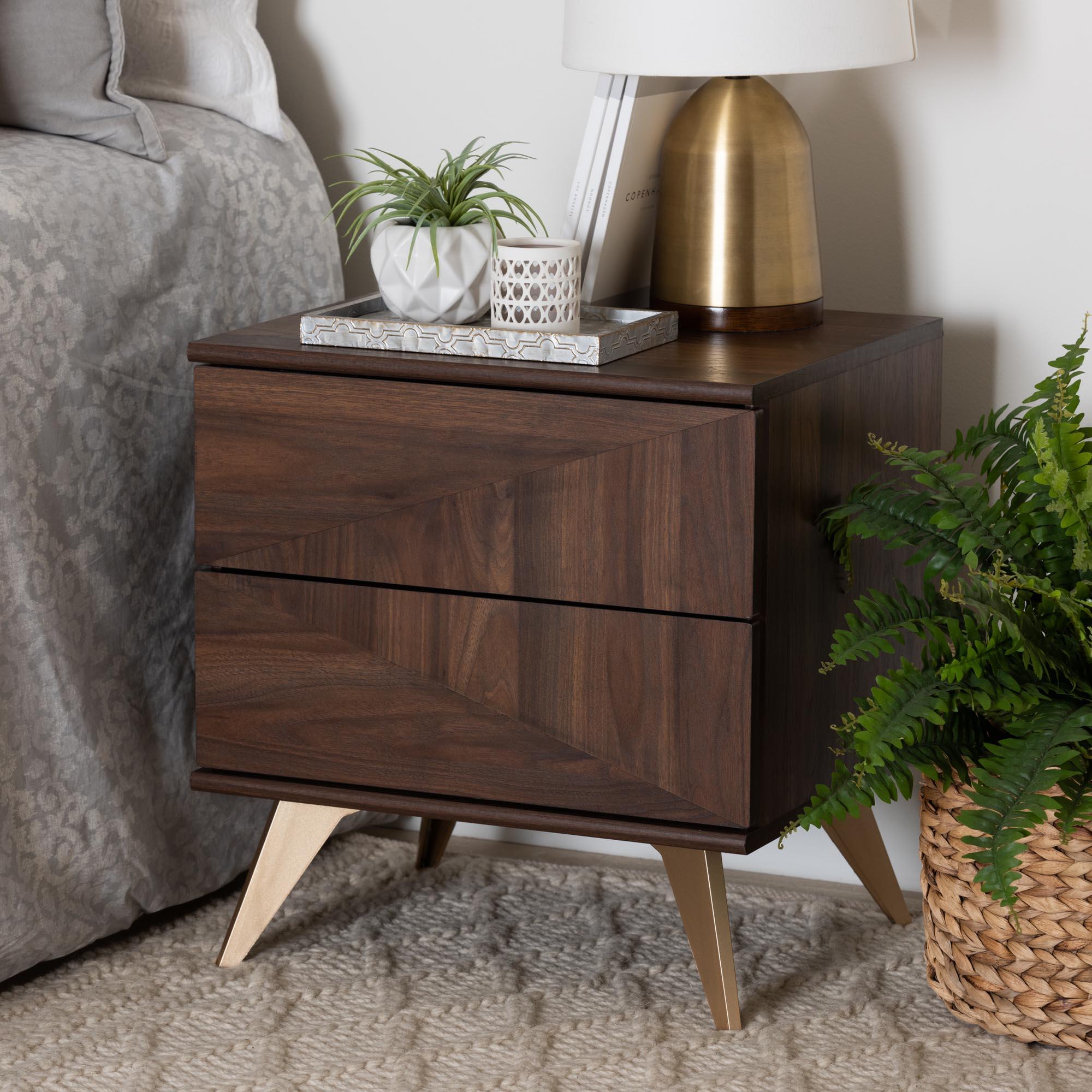 Graceland Mid-Century Modern Transitional Finished Wood 2-Drawer Nightstand