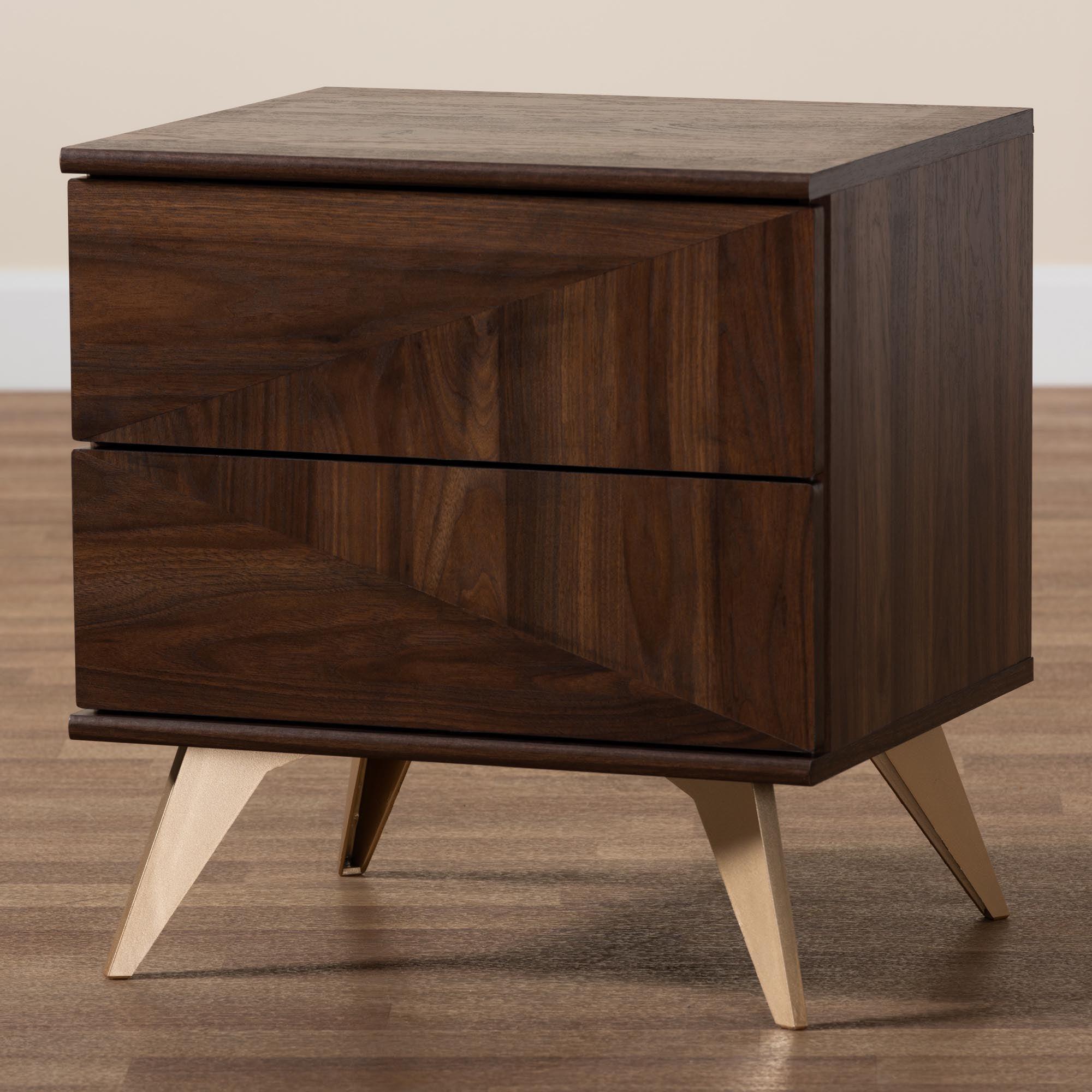 Graceland Mid-Century Modern Transitional Finished Wood 2-Drawer Nightstand