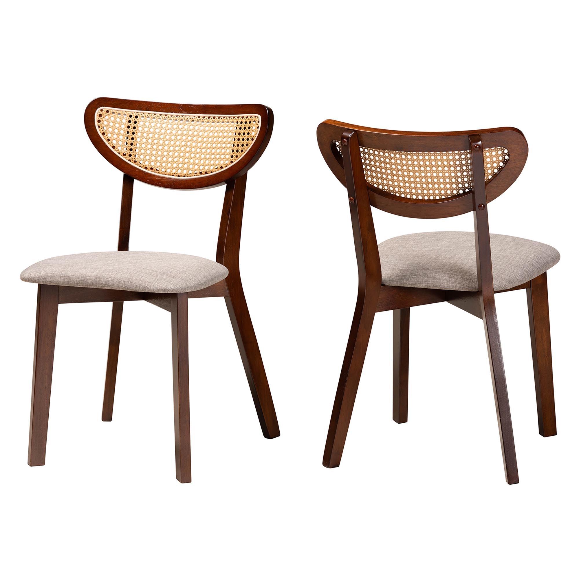 Dannell Mid-Century Modern Fabric and Finished Wood Dining Chair