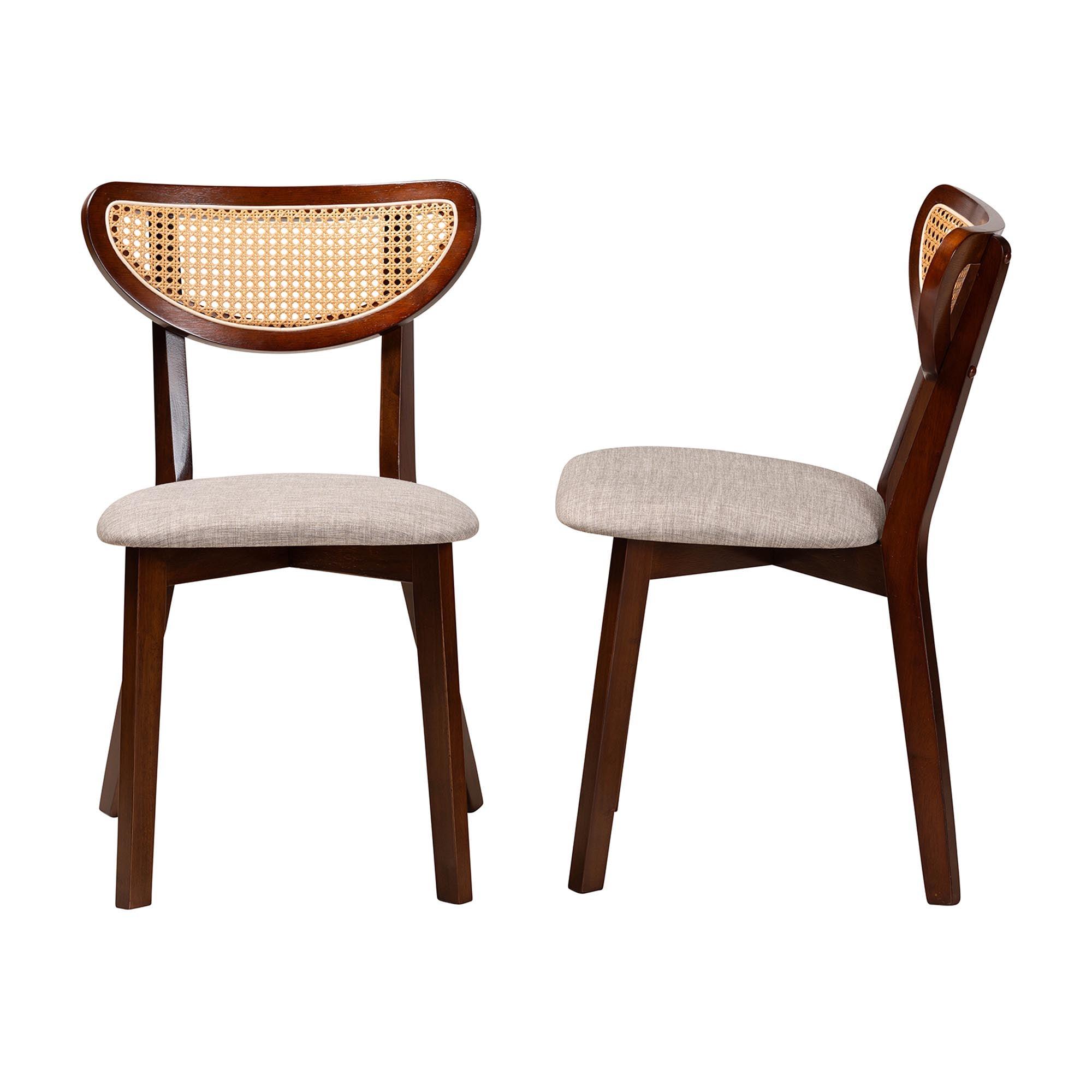 Dannell Mid-Century Modern Fabric and Finished Wood Dining Chair