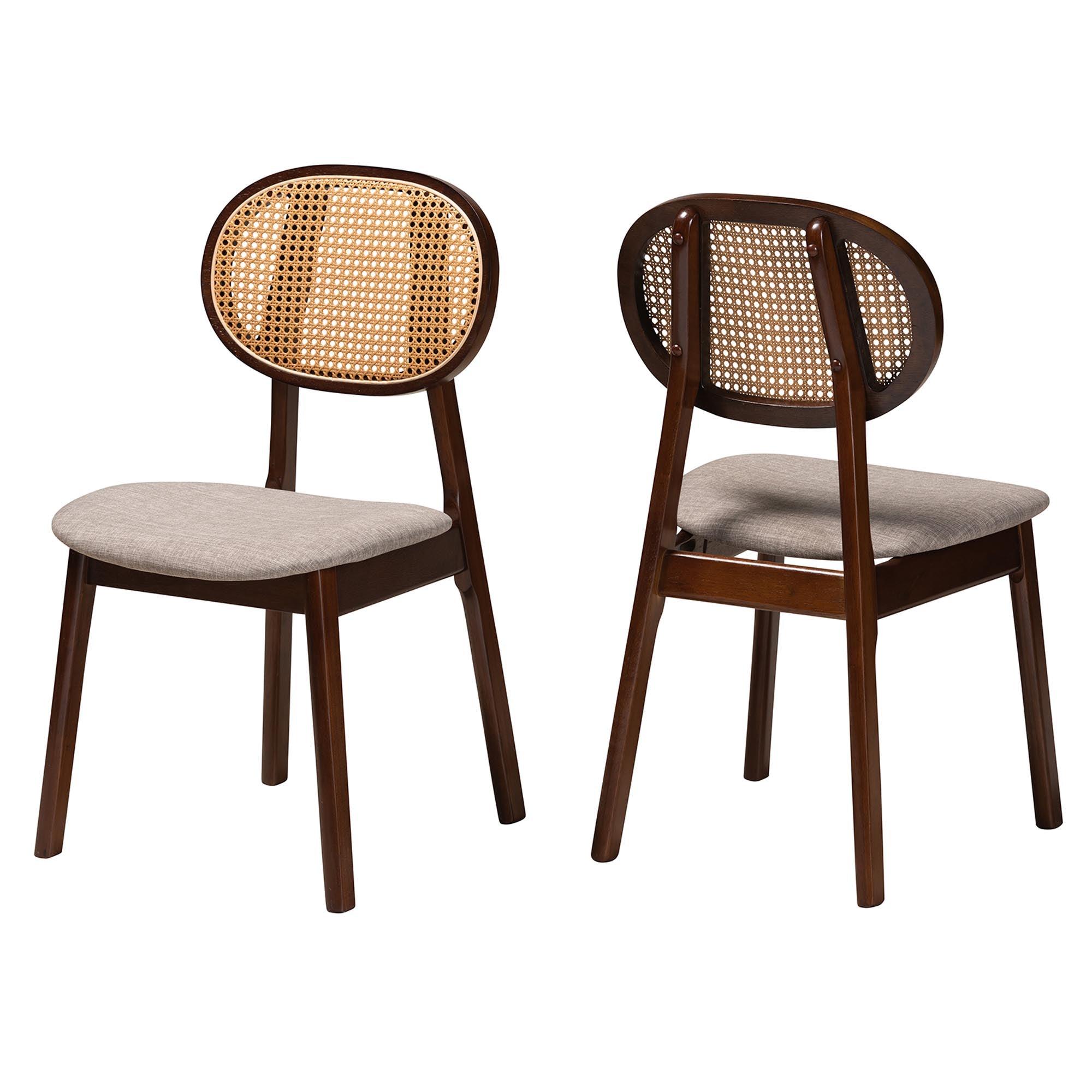 Darrion Mid-Century Modern Fabric and Finished Wood 2-Piece Dining Chair Set