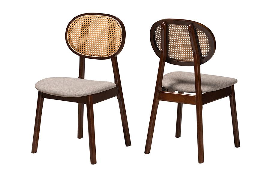 Darrion Mid-Century Modern Fabric and Finished Wood 2-Piece Dining Chair Set