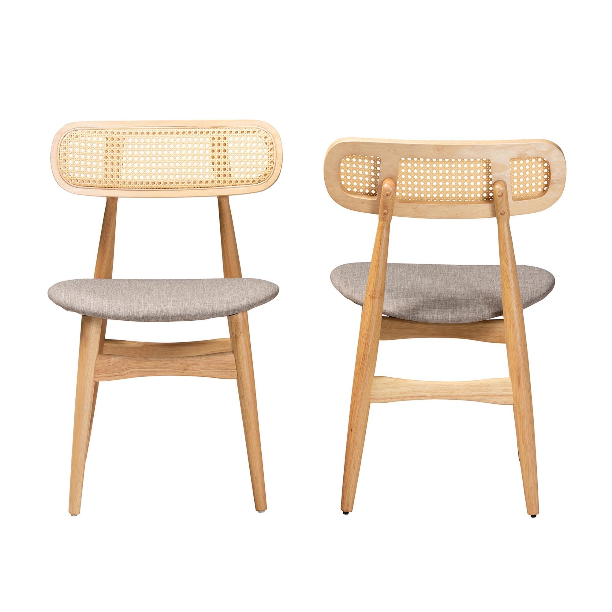 Tarana Mid-Century Modern Fabric and Finished Wood 2-Piece Dining Chair Set