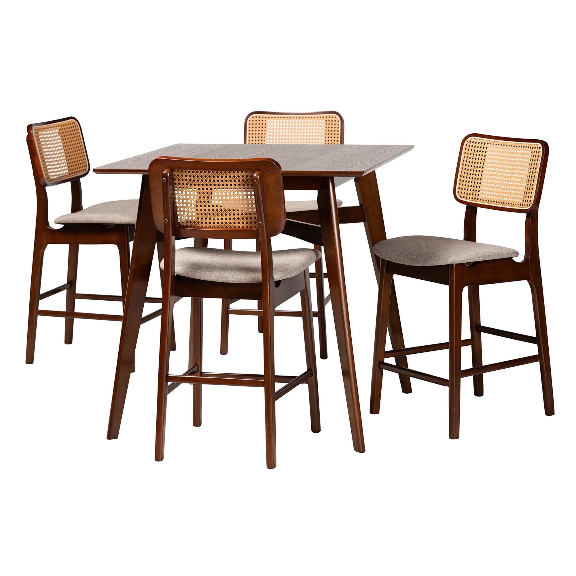 Dannon Mid-Century Modern Fabric and Finished Wood 5-Piece Pub Set