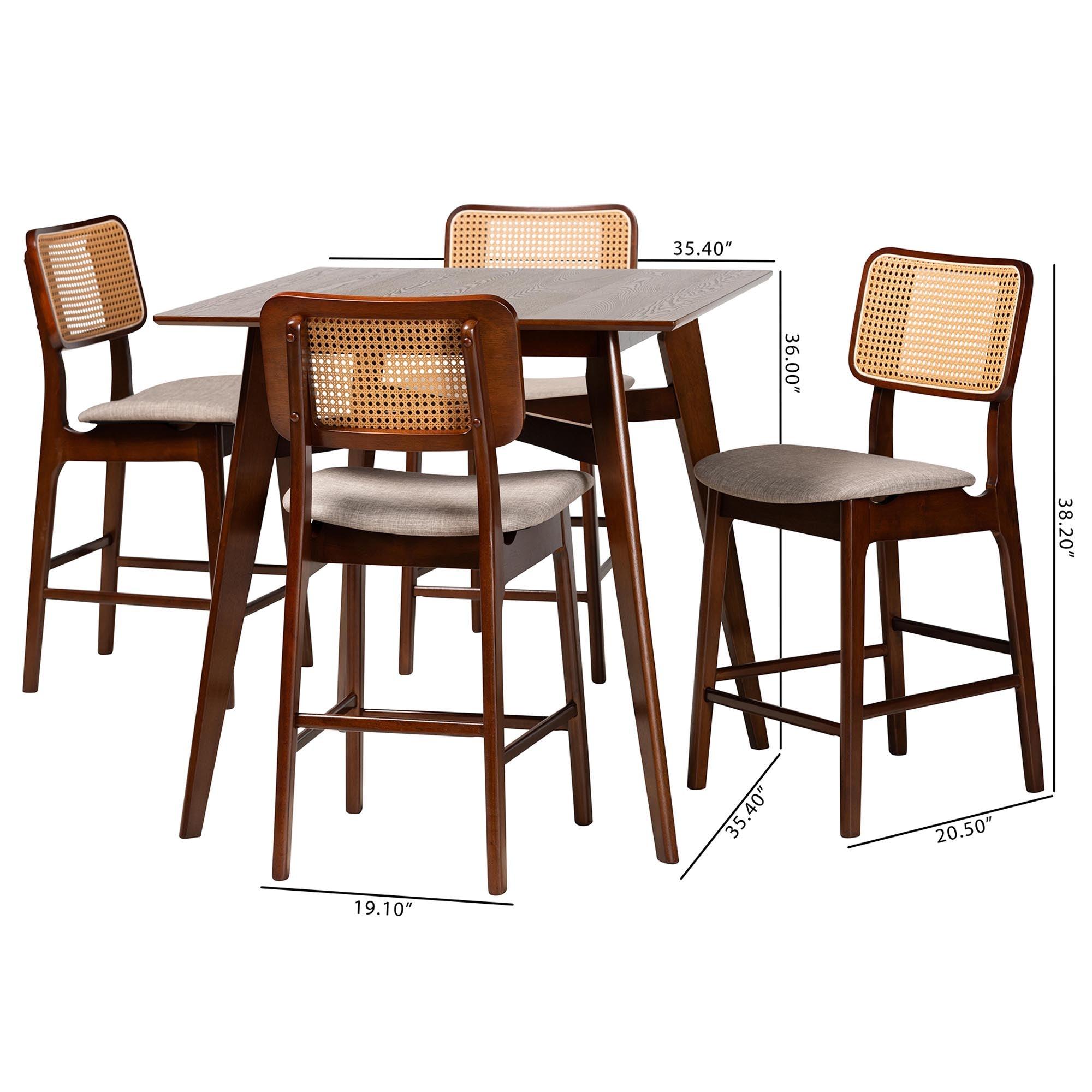 Dannon Mid-Century Modern Fabric and Finished Wood 5-Piece Pub Set