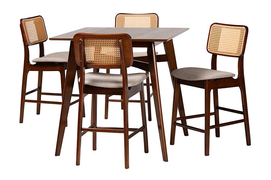 Dannon Mid-Century Modern Fabric and Finished Wood 5-Piece Pub Set