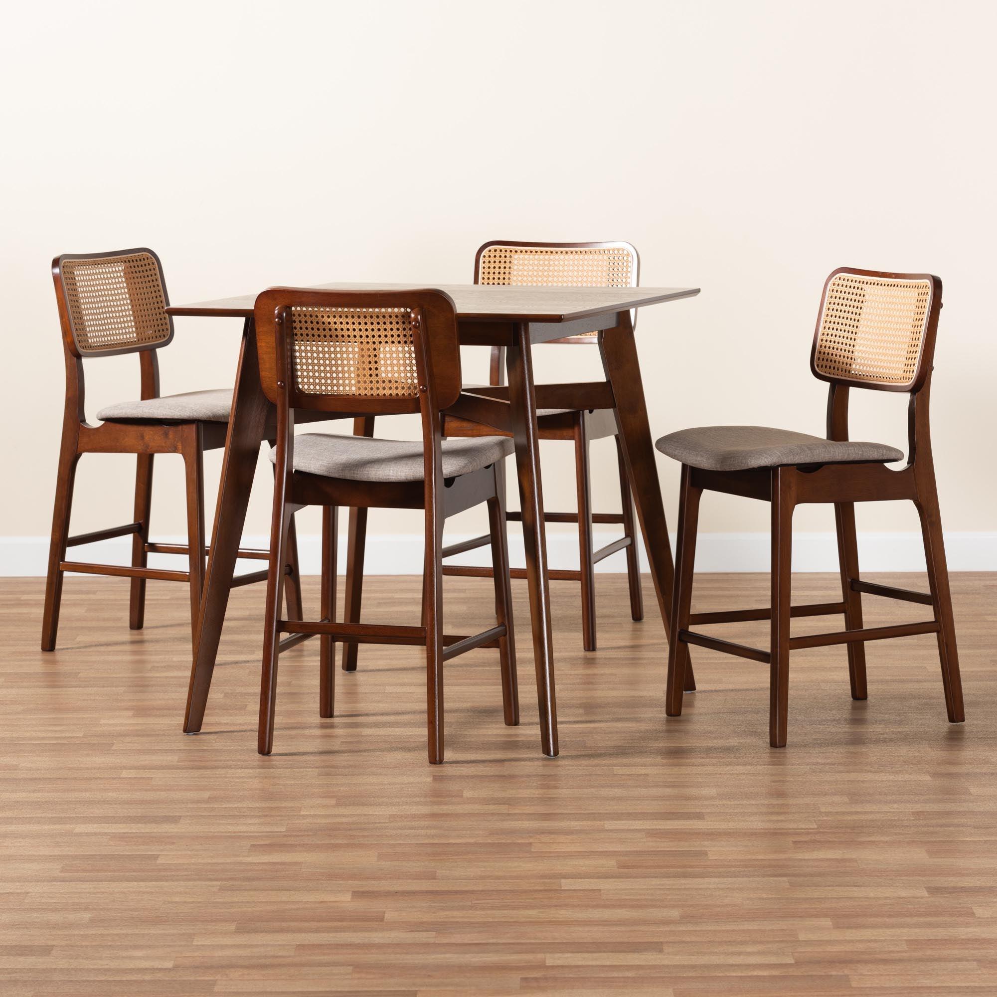 Dannon Mid-Century Modern Fabric and Finished Wood 5-Piece Pub Set