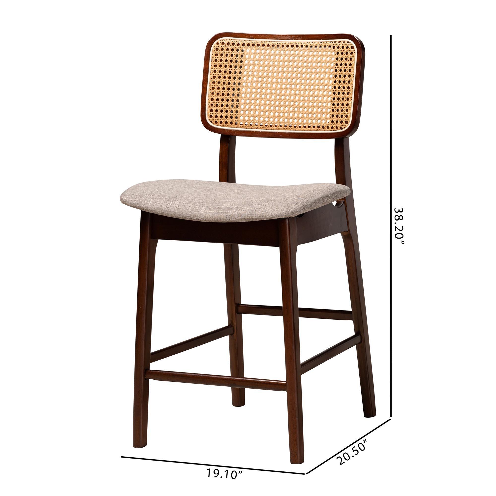 Dannon Mid-Century Modern Fabric and Finished Wood 2-Piece Counter Stool Set