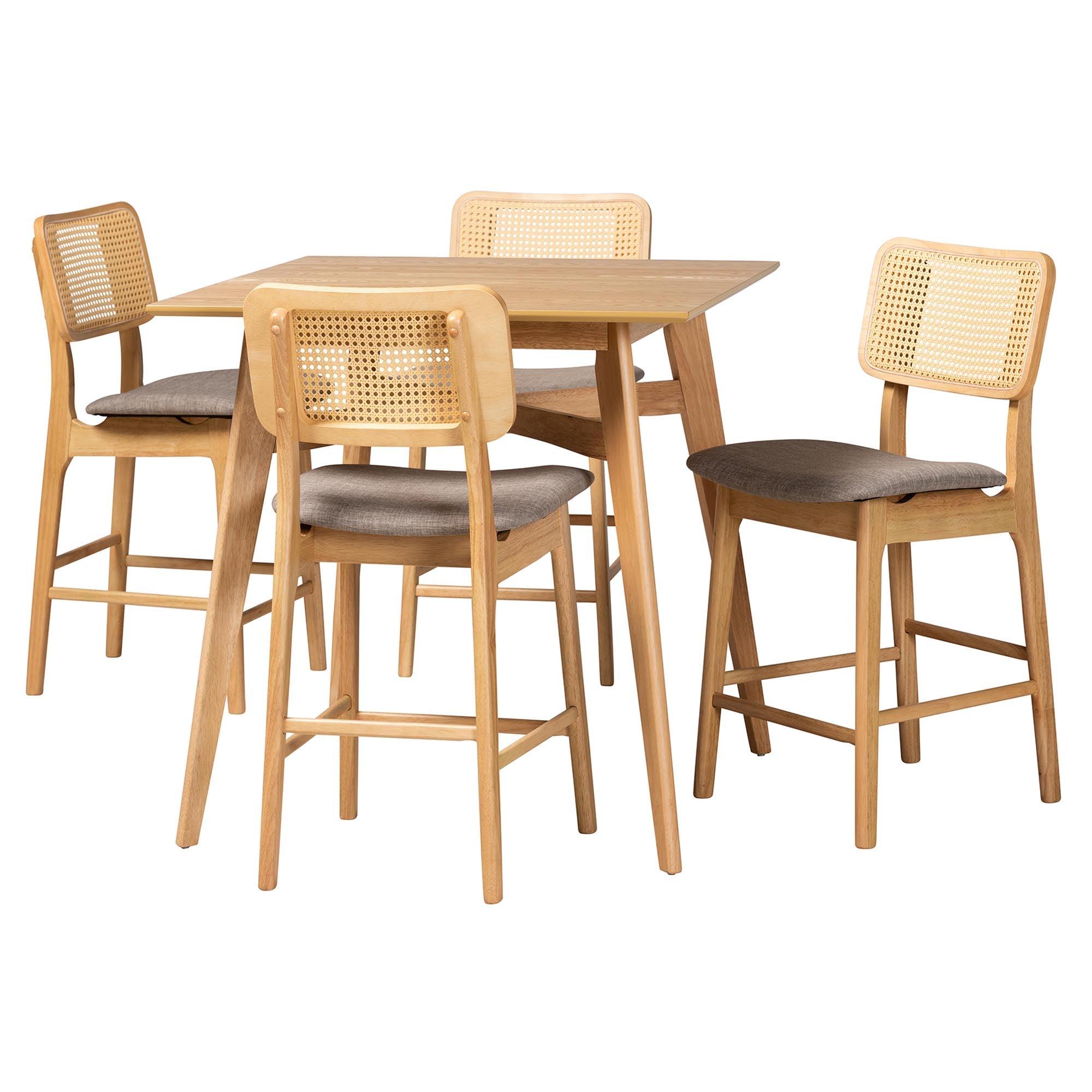 Dannon Mid-Century Modern Fabric and Finished Wood 5-Piece Pub Set